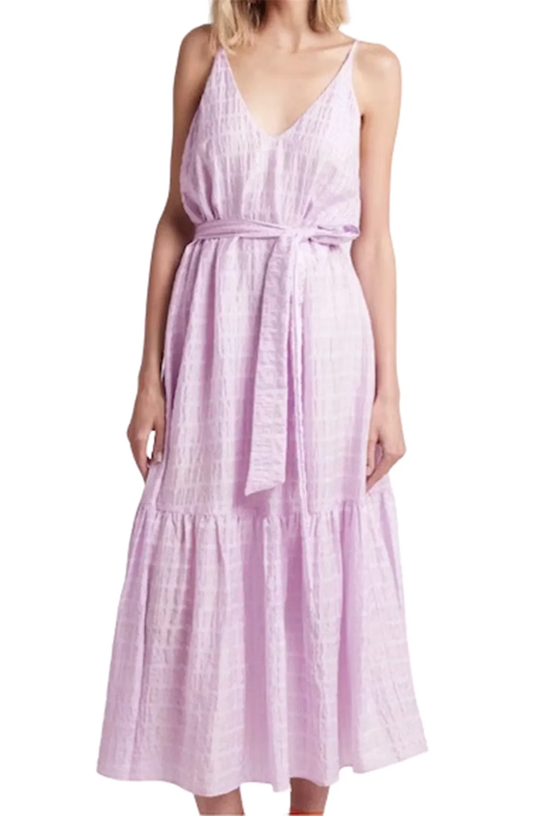 Pink Waist Tie Maxi Dress