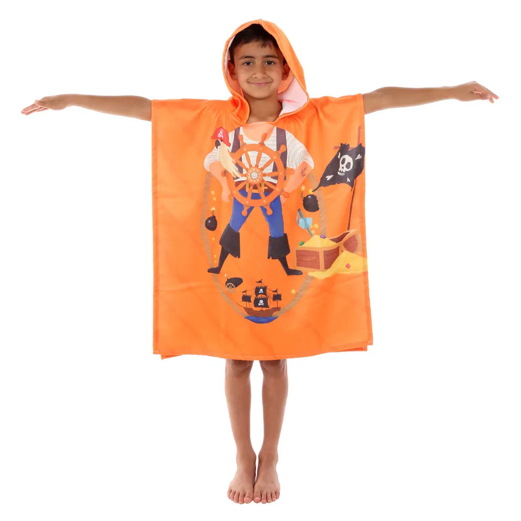 Pirate Printed Kids Poncho