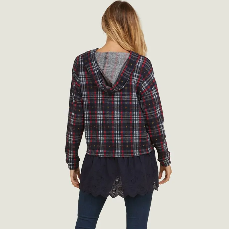 Plaid Hoodie Top