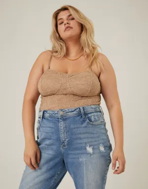 Plus Size Padded Lace Tank