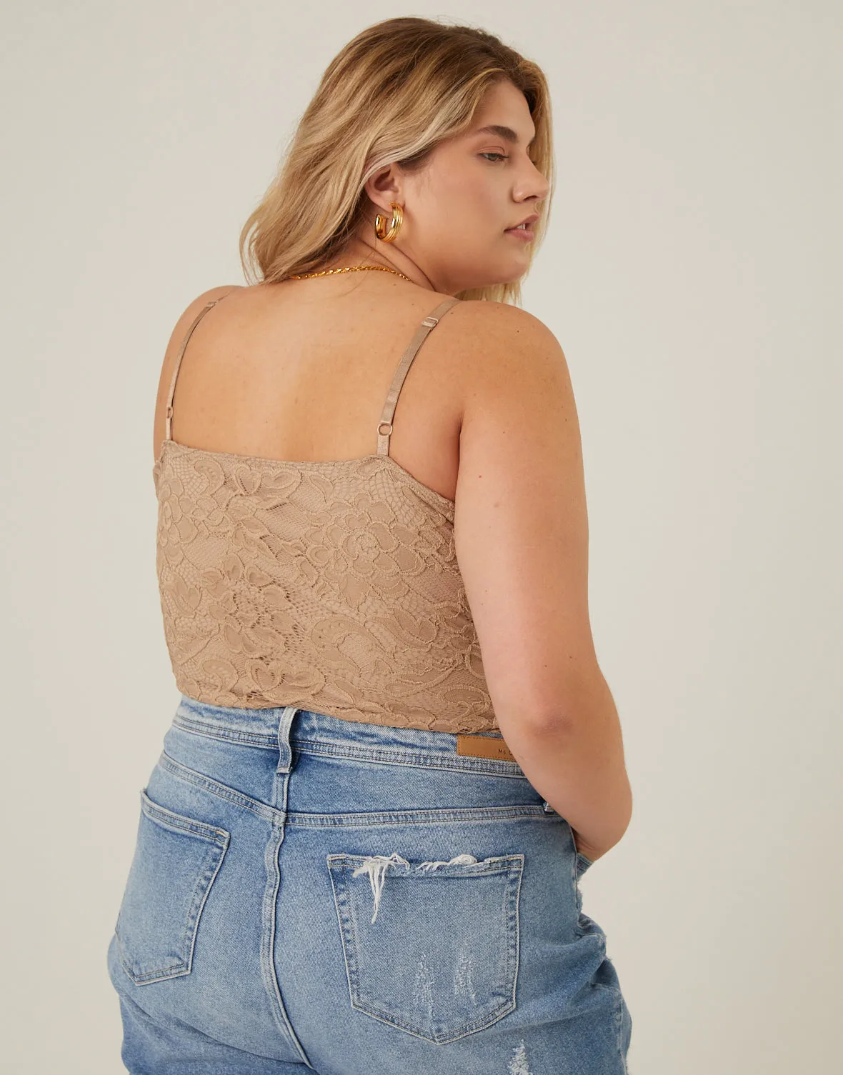 Plus Size Padded Lace Tank