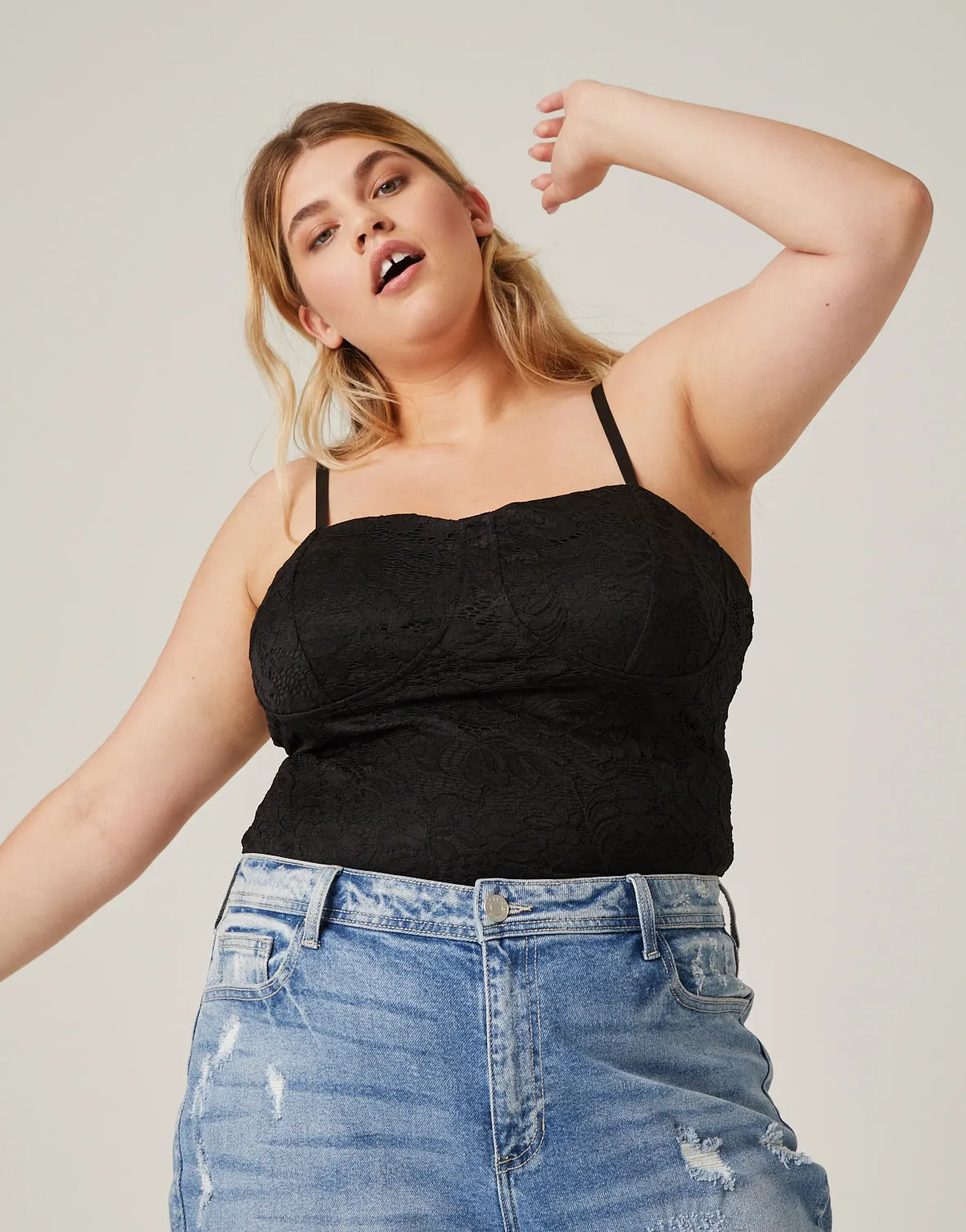 Plus Size Padded Lace Tank