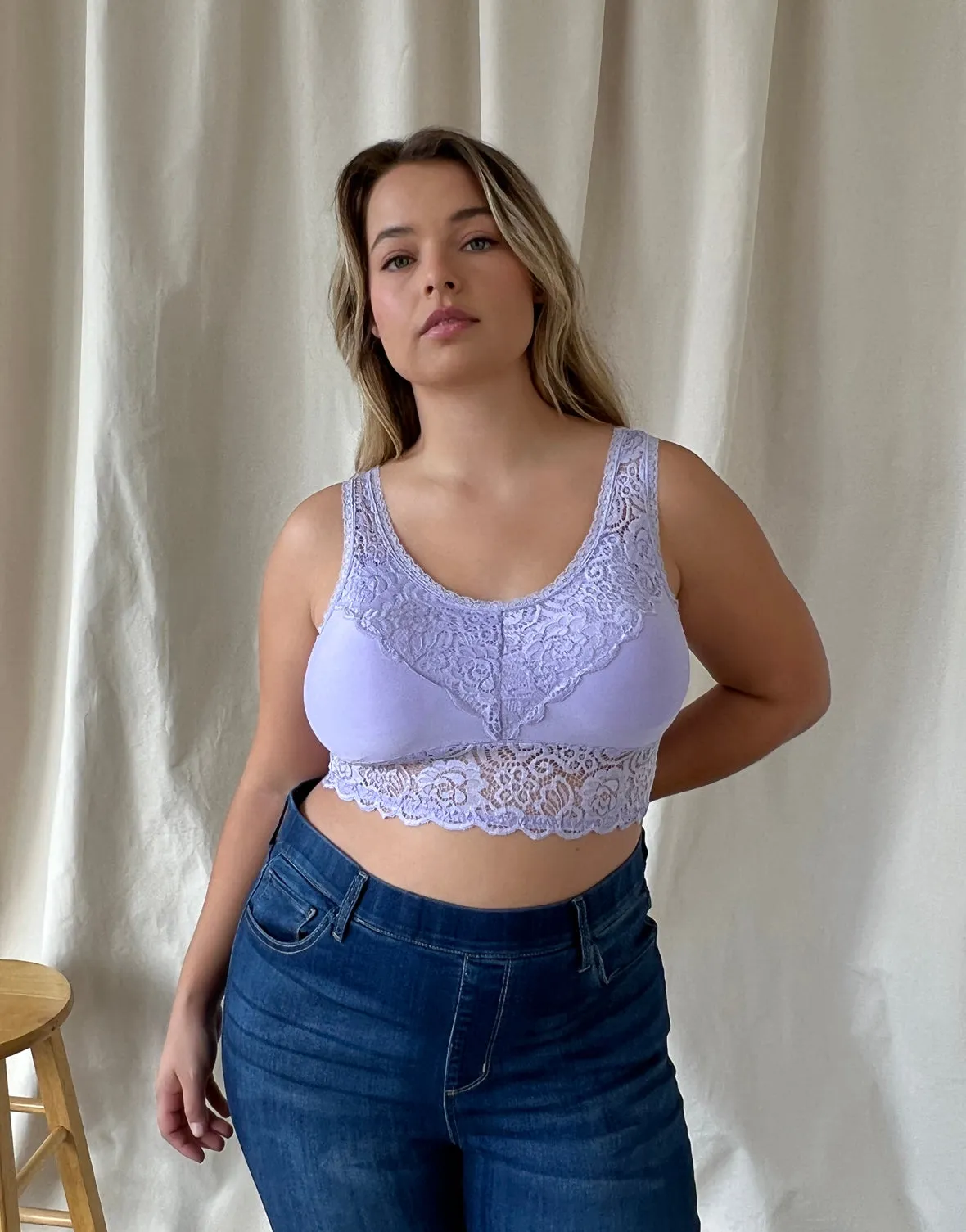 Plus Size Seamless Lace Padded Bralette