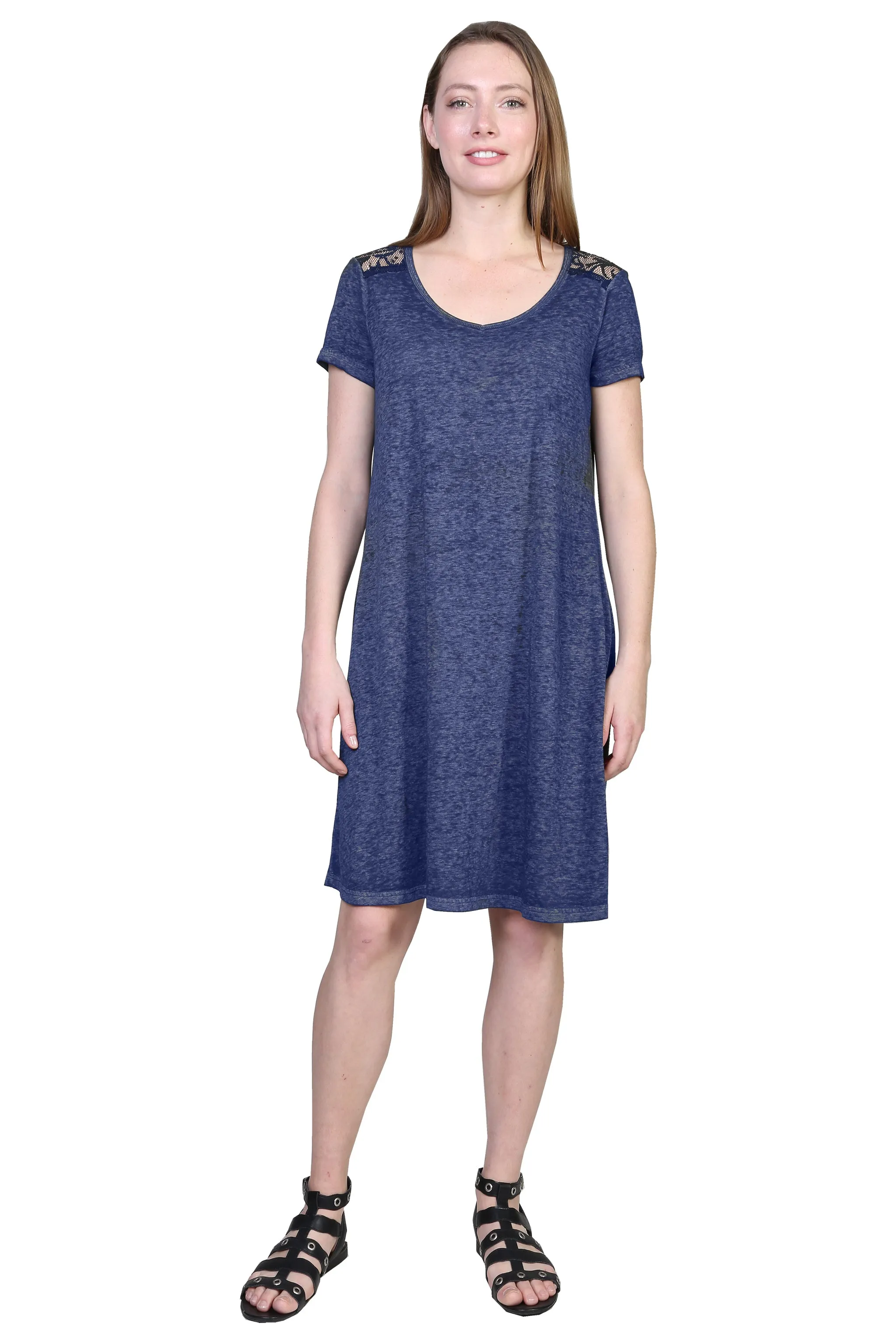 Plus Size Soft & Supple Knit Dress with Lace Trim