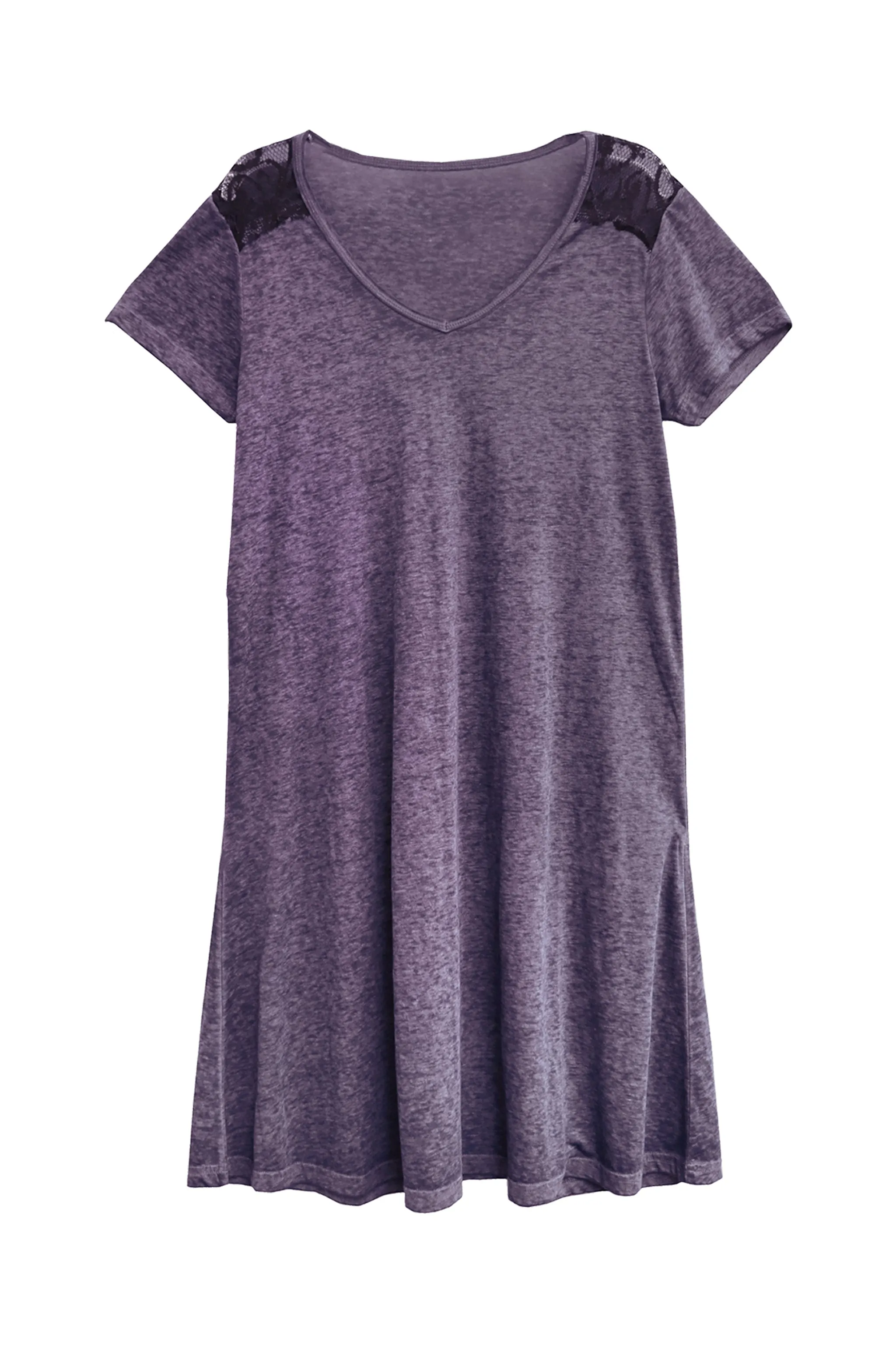 Plus Size Soft & Supple Knit Dress with Lace Trim