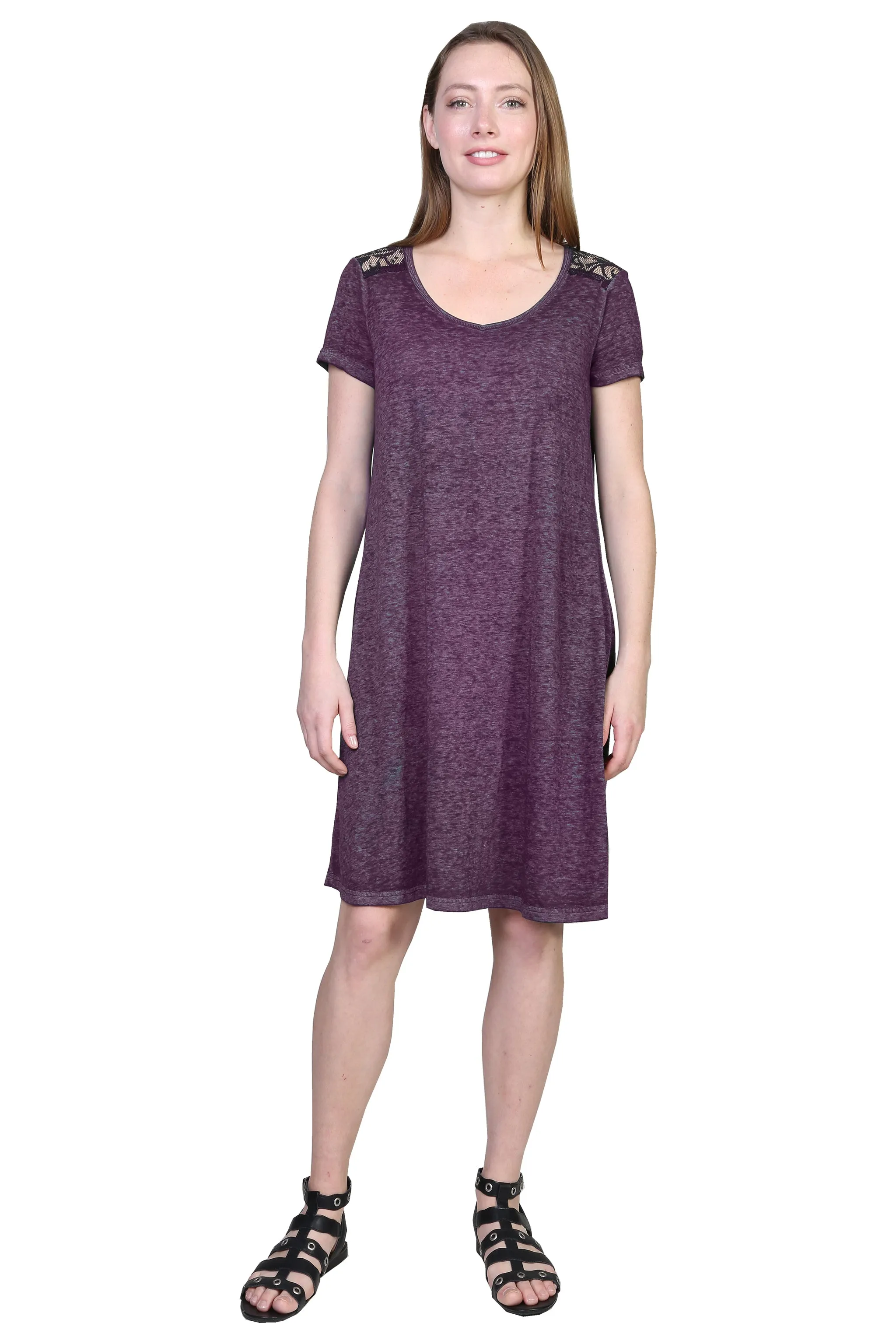 Plus Size Soft & Supple Knit Dress with Lace Trim