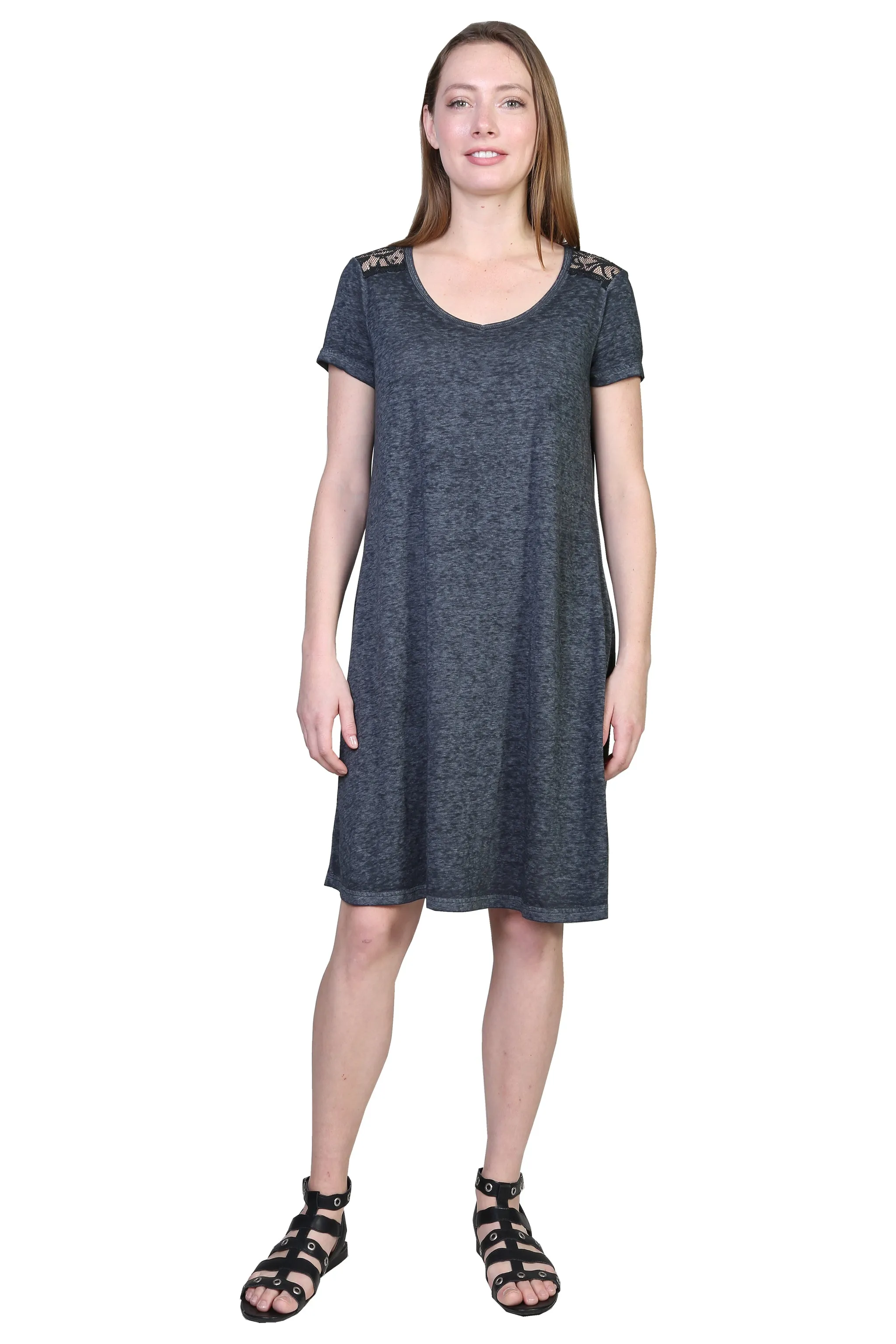 Plus Size Soft & Supple Knit Dress with Lace Trim