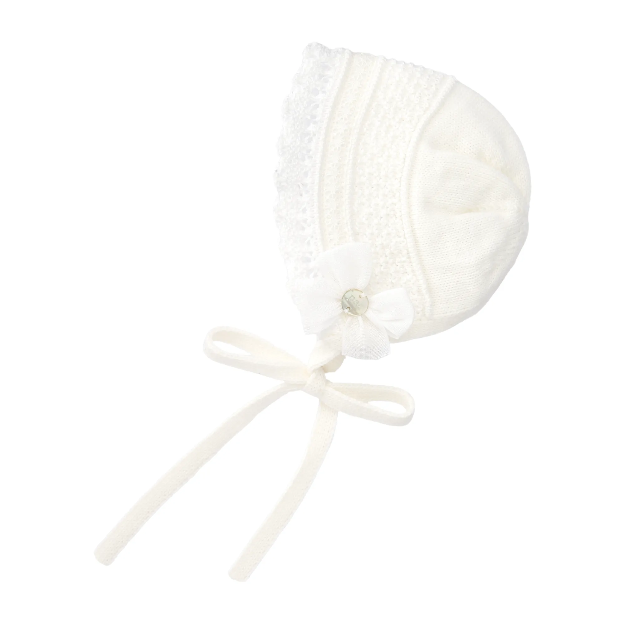 PR Dulzura Cream Knit Lace Bonnet