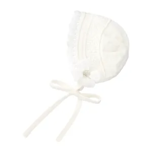 PR Dulzura Cream Knit Lace Bonnet