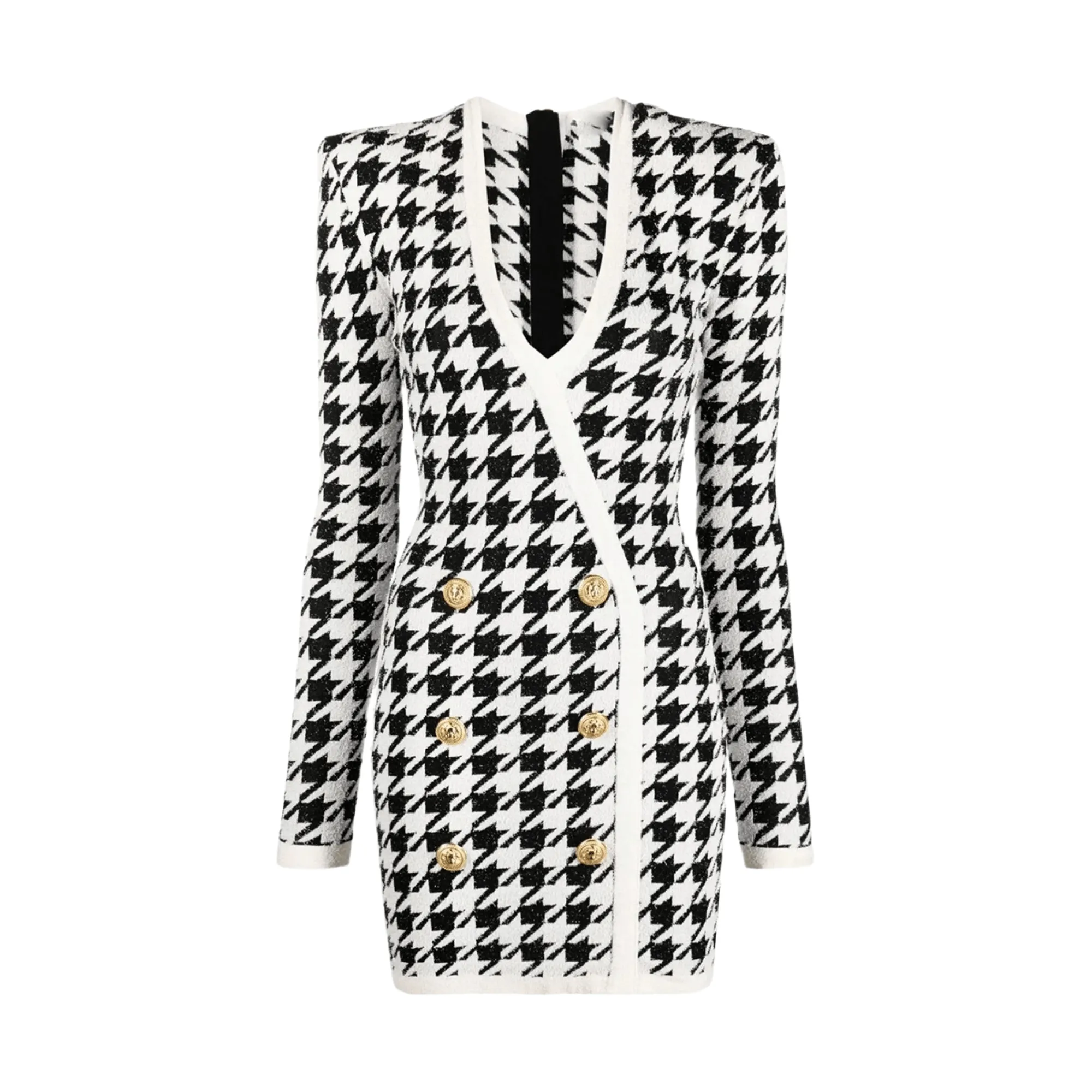 Pre Order:  Houndstooth Long Sleeves Knit Dress