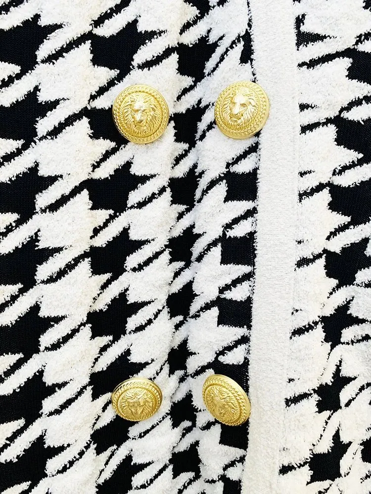 Pre Order:  Houndstooth Long Sleeves Knit Dress