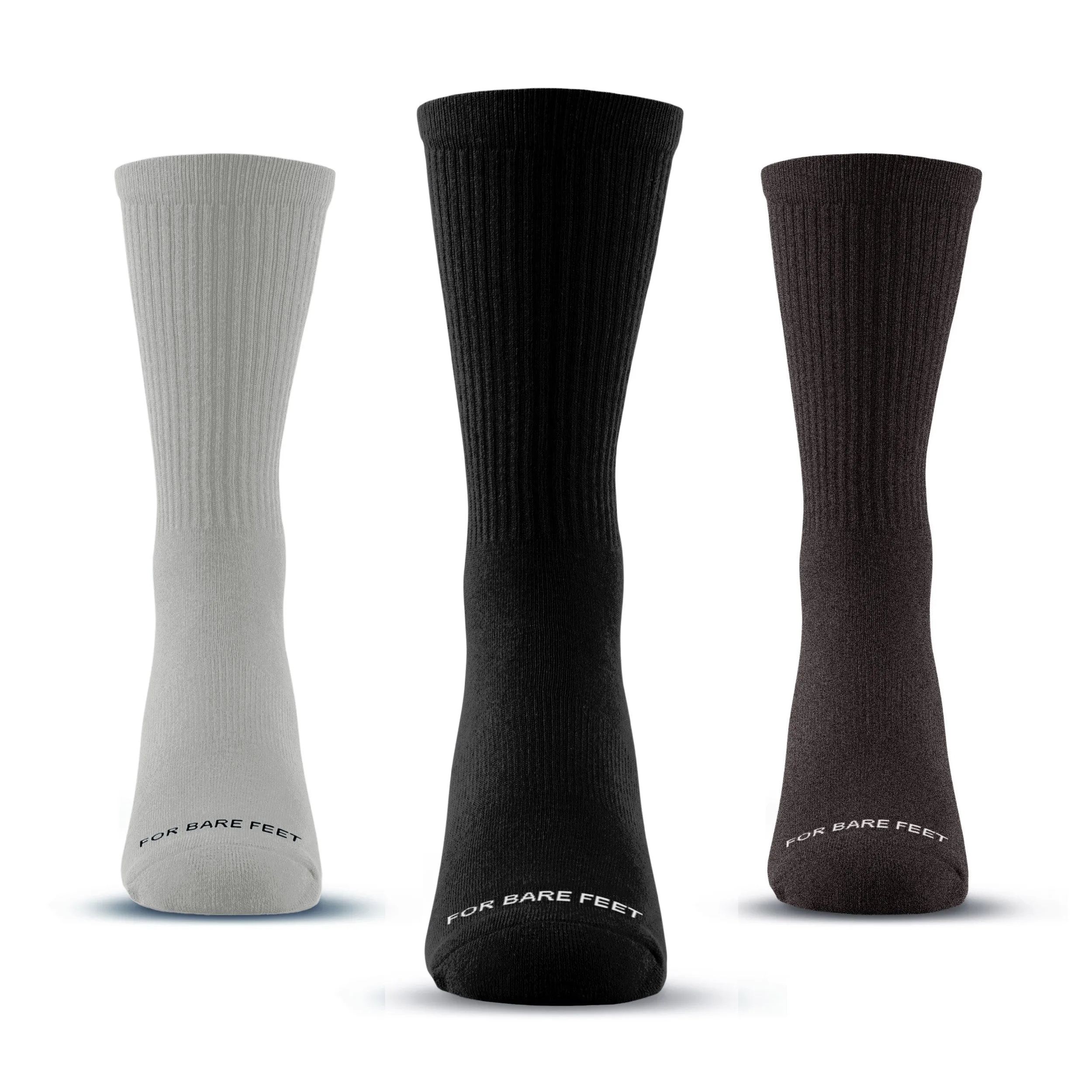 Premium Crew Socks 3 Pack Black/Grey/Charcoal