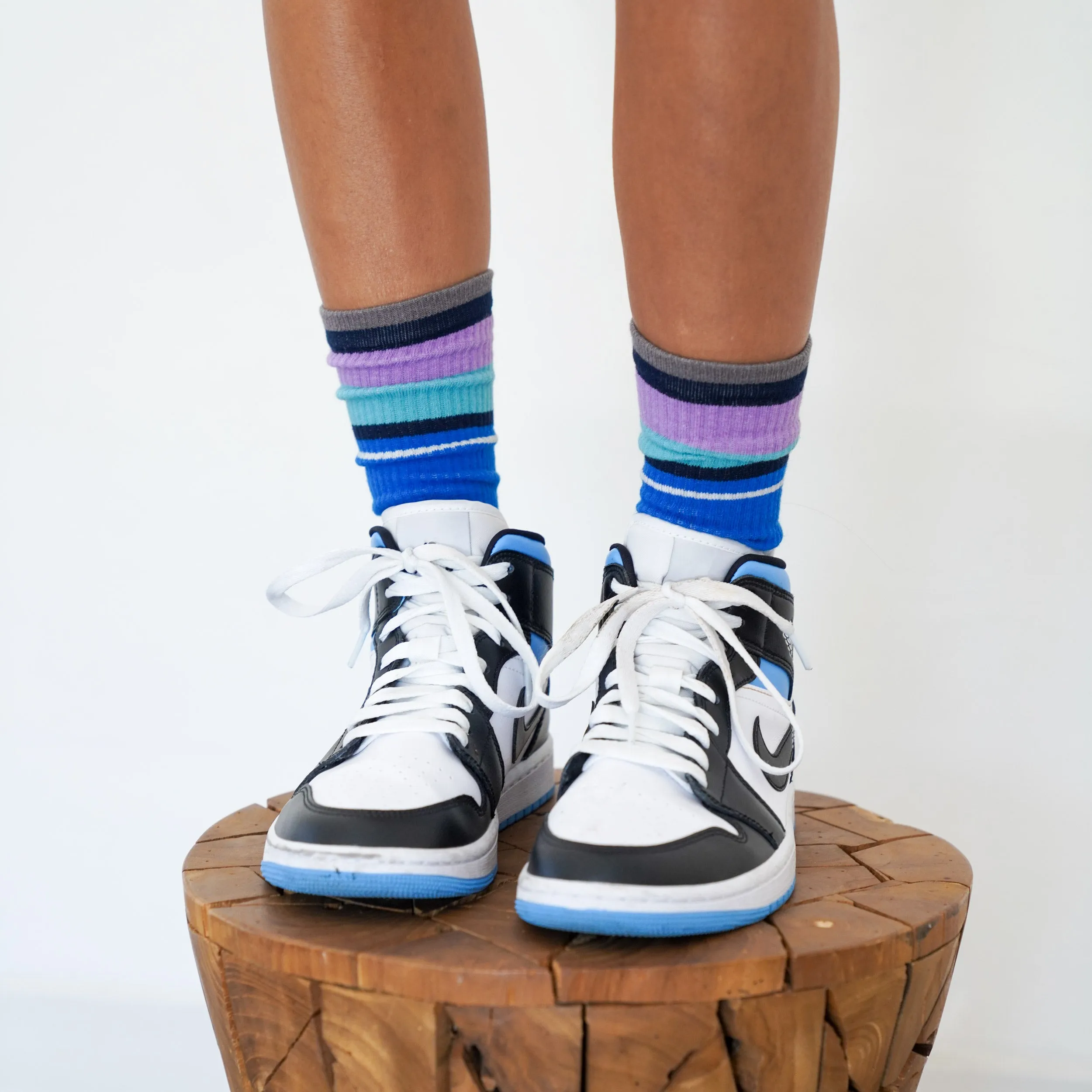 Premium Crew Socks Electric Stripe Blue