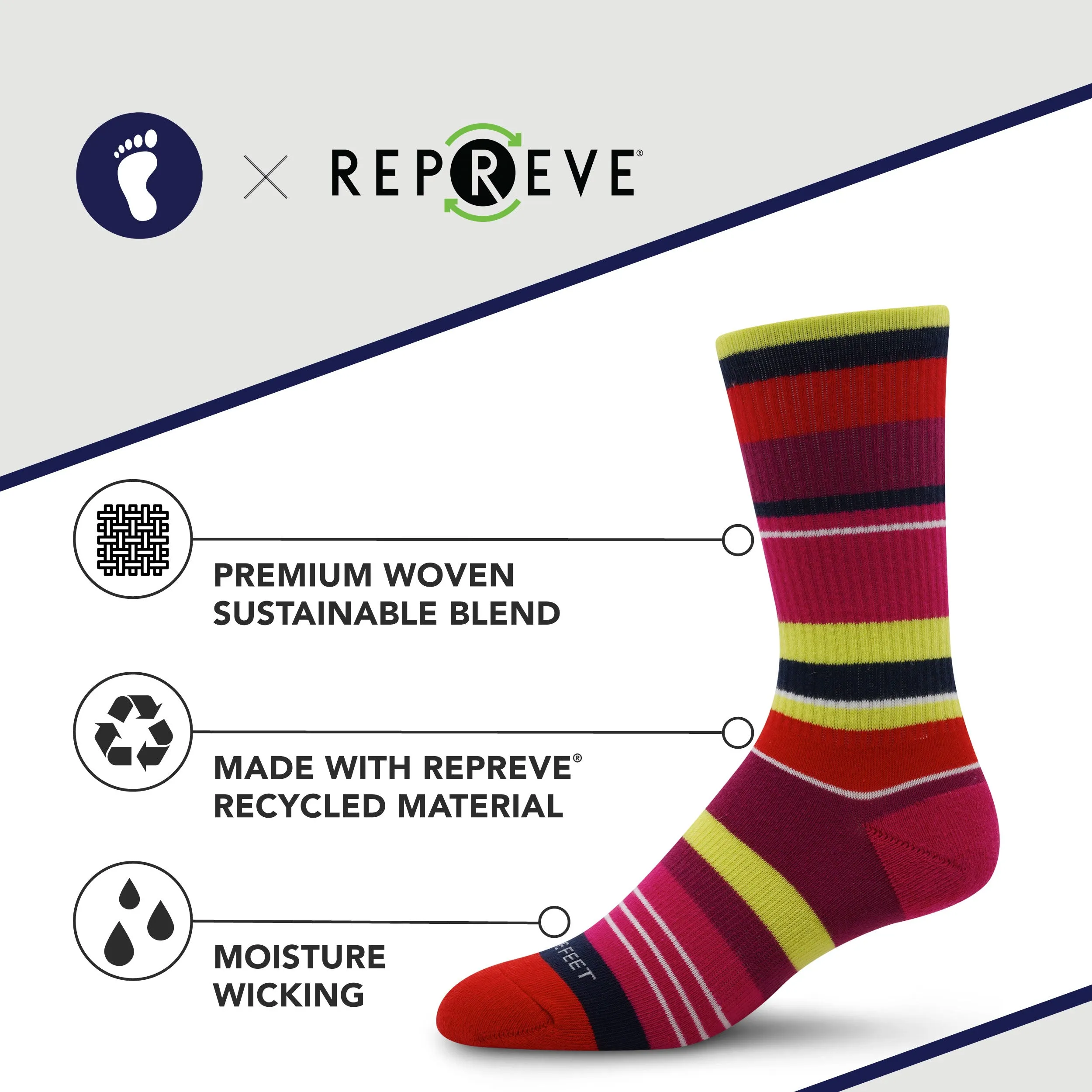 Premium Crew Socks Electric Stripe Pink