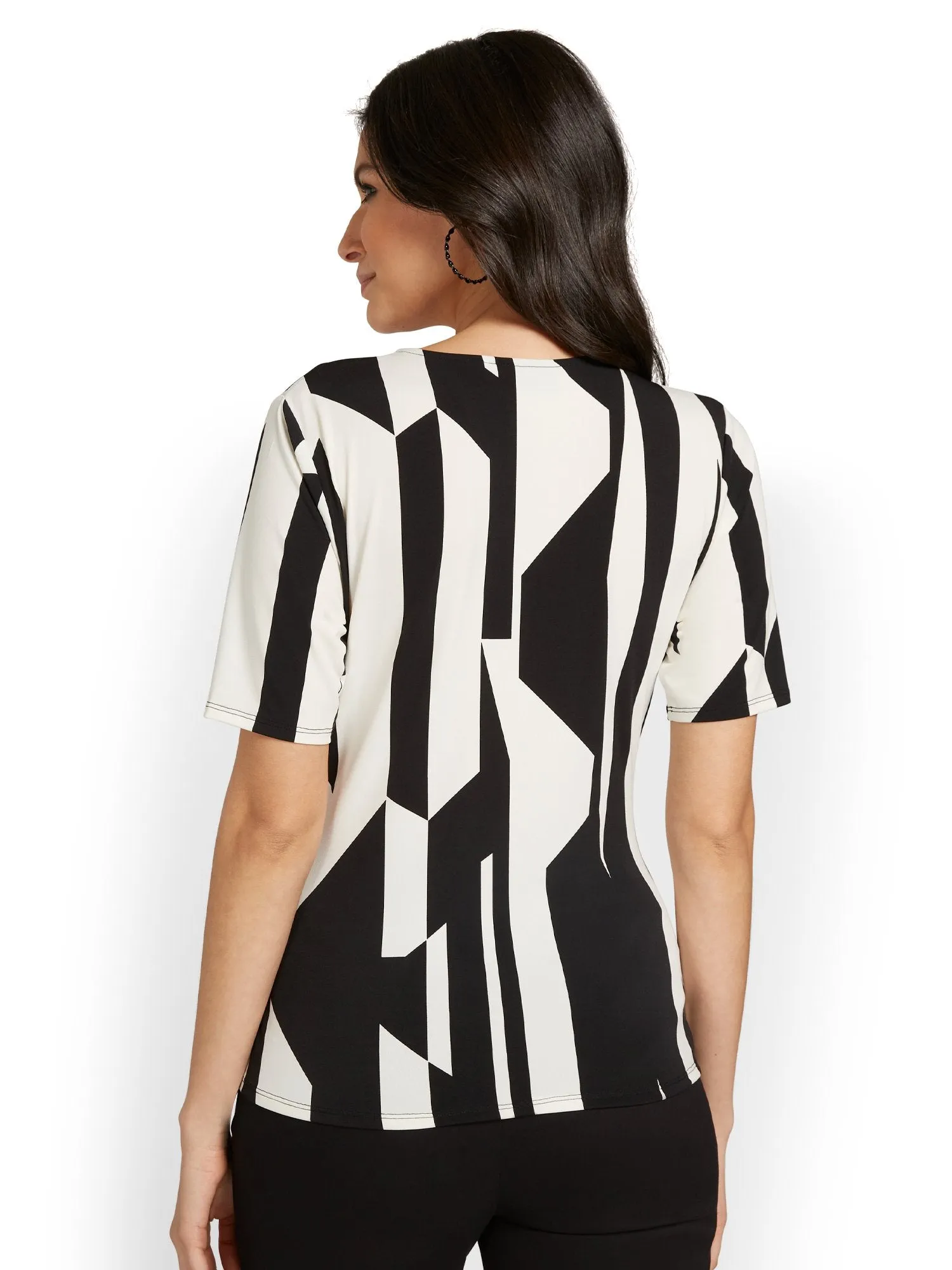 Printed Ruched Knit Top