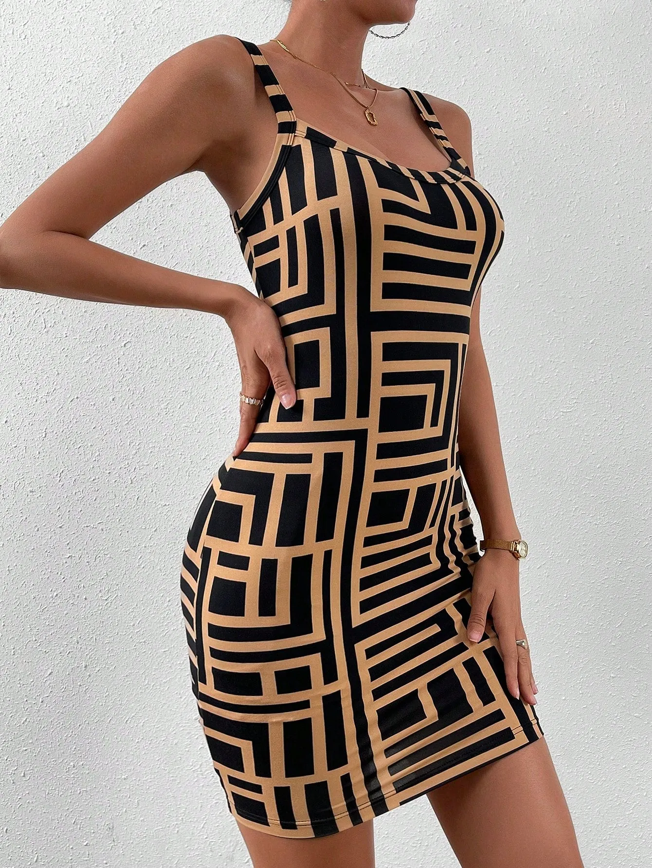 Privé Geo Print Cami Bodycon Dress