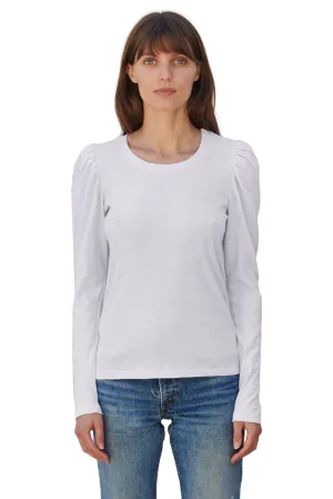 Puff Shoulder Long Sleeves White