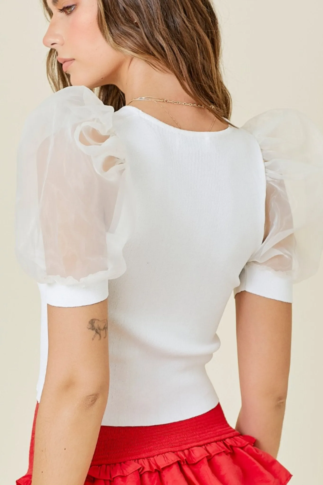 Puff Sleeve top in Ivory
