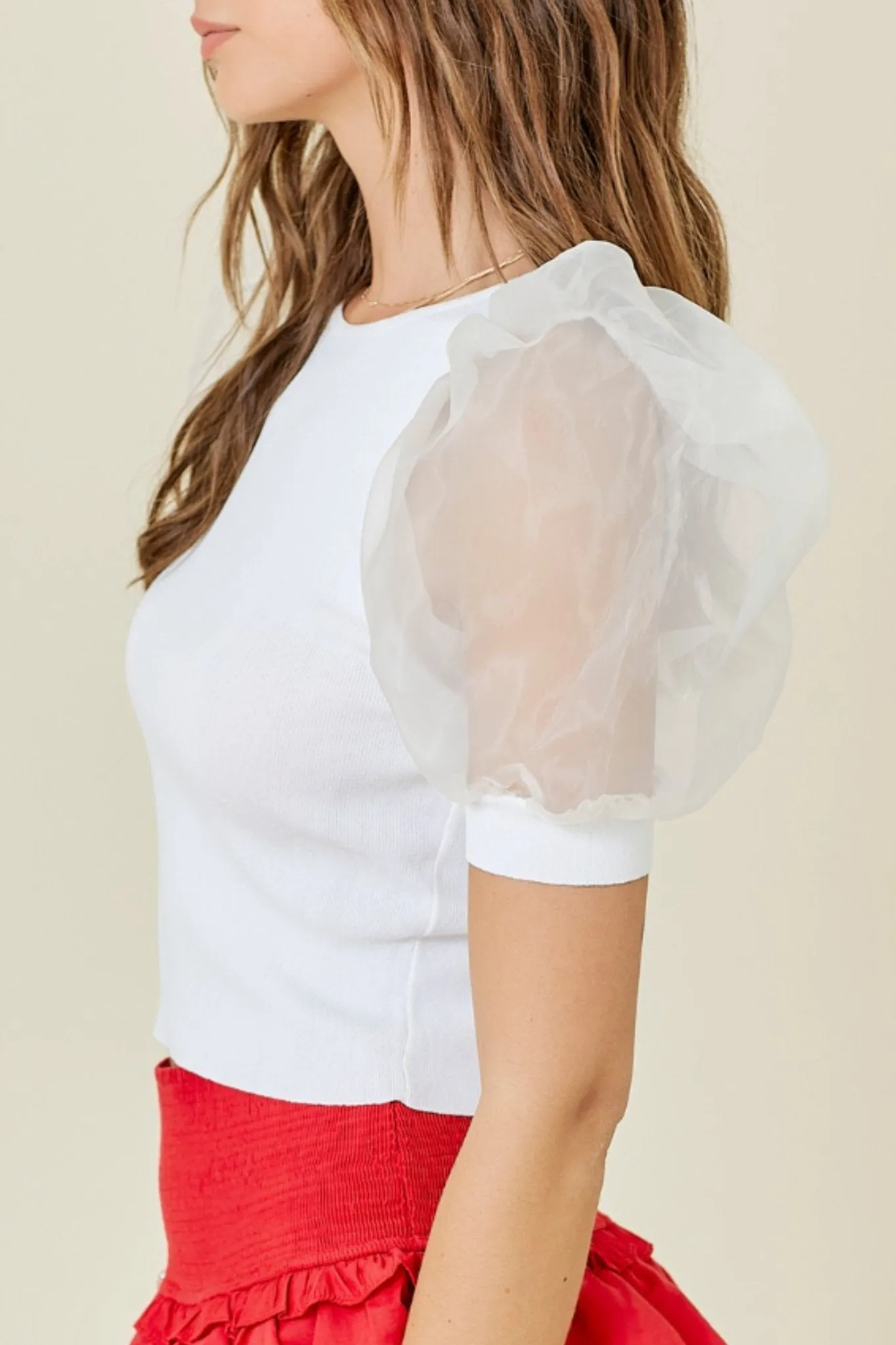 Puff Sleeve top in Ivory