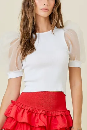 Puff Sleeve top in Ivory