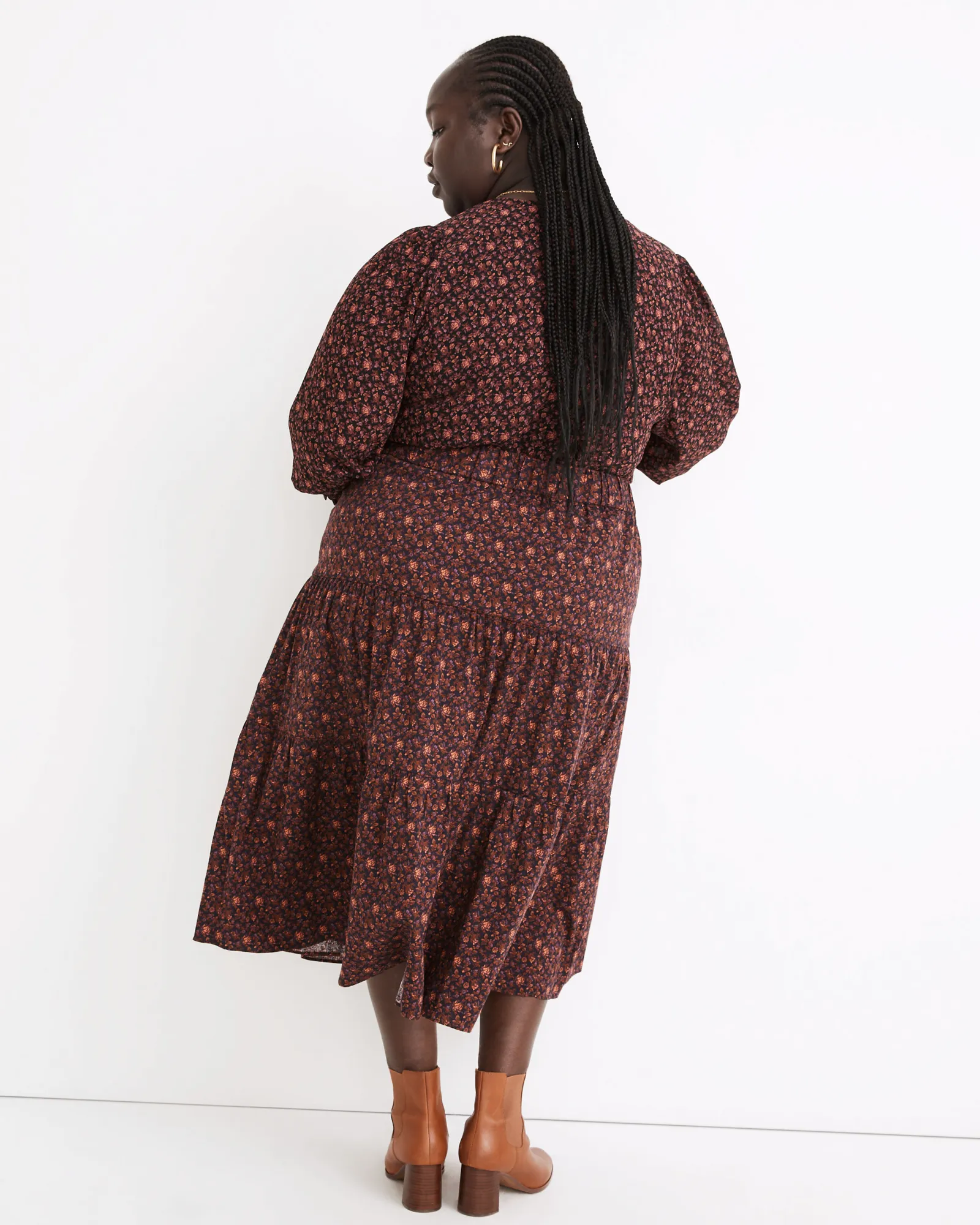 Pull-On Tiered Midi Skirt | Purple
