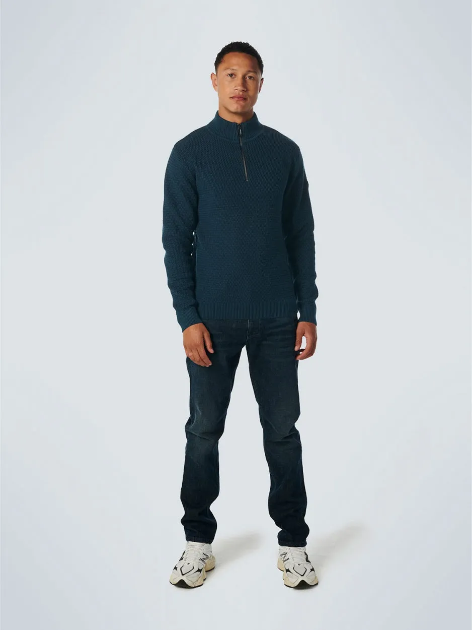Pullover Half Zipper 2 Coloured Melange | Ocean