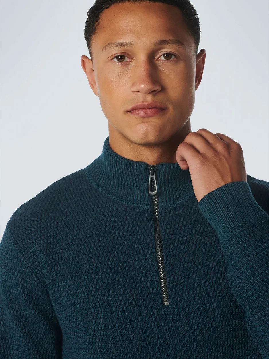 Pullover Half Zipper 2 Coloured Melange | Ocean