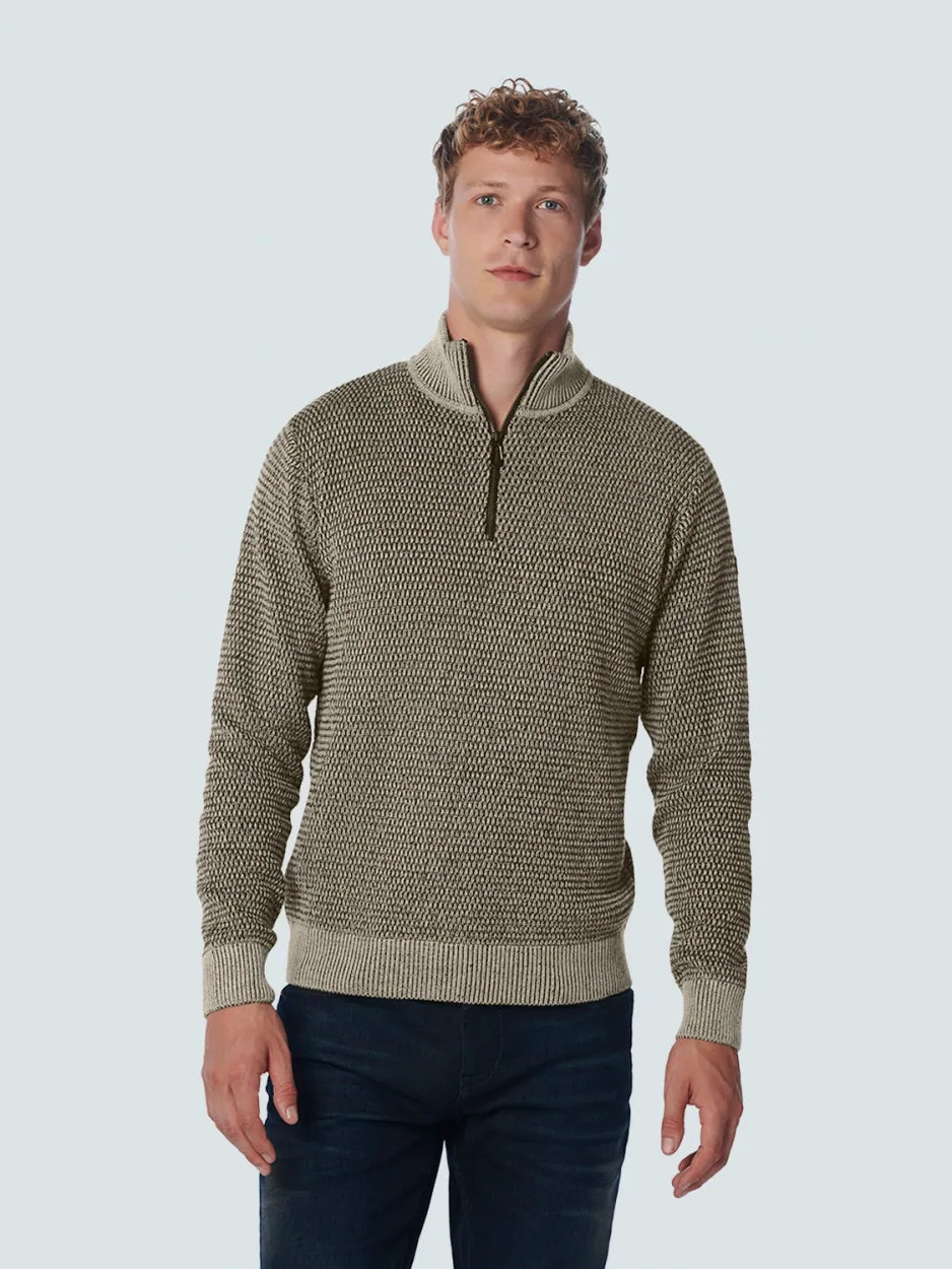 Pullover Half Zipper 2 Coloured Melange | Stone