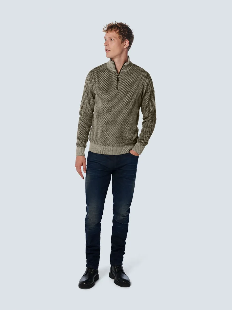 Pullover Half Zipper 2 Coloured Melange | Stone