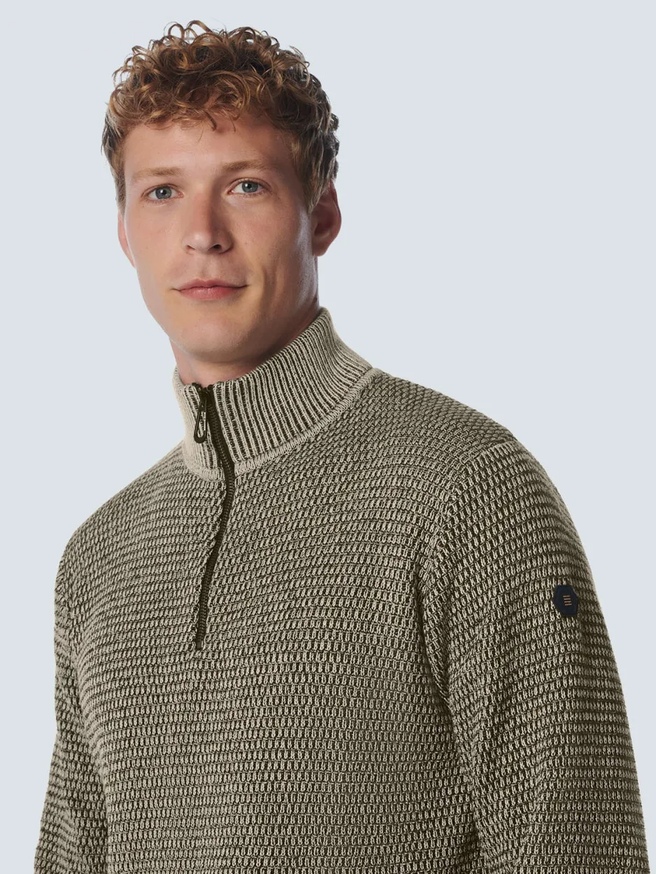 Pullover Half Zipper 2 Coloured Melange | Stone