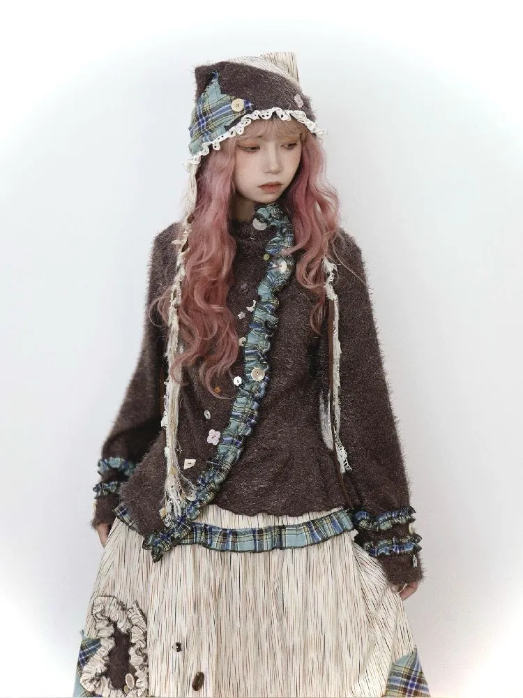 Punk Lace Flared Sleeve Knit Top【s0000010485】