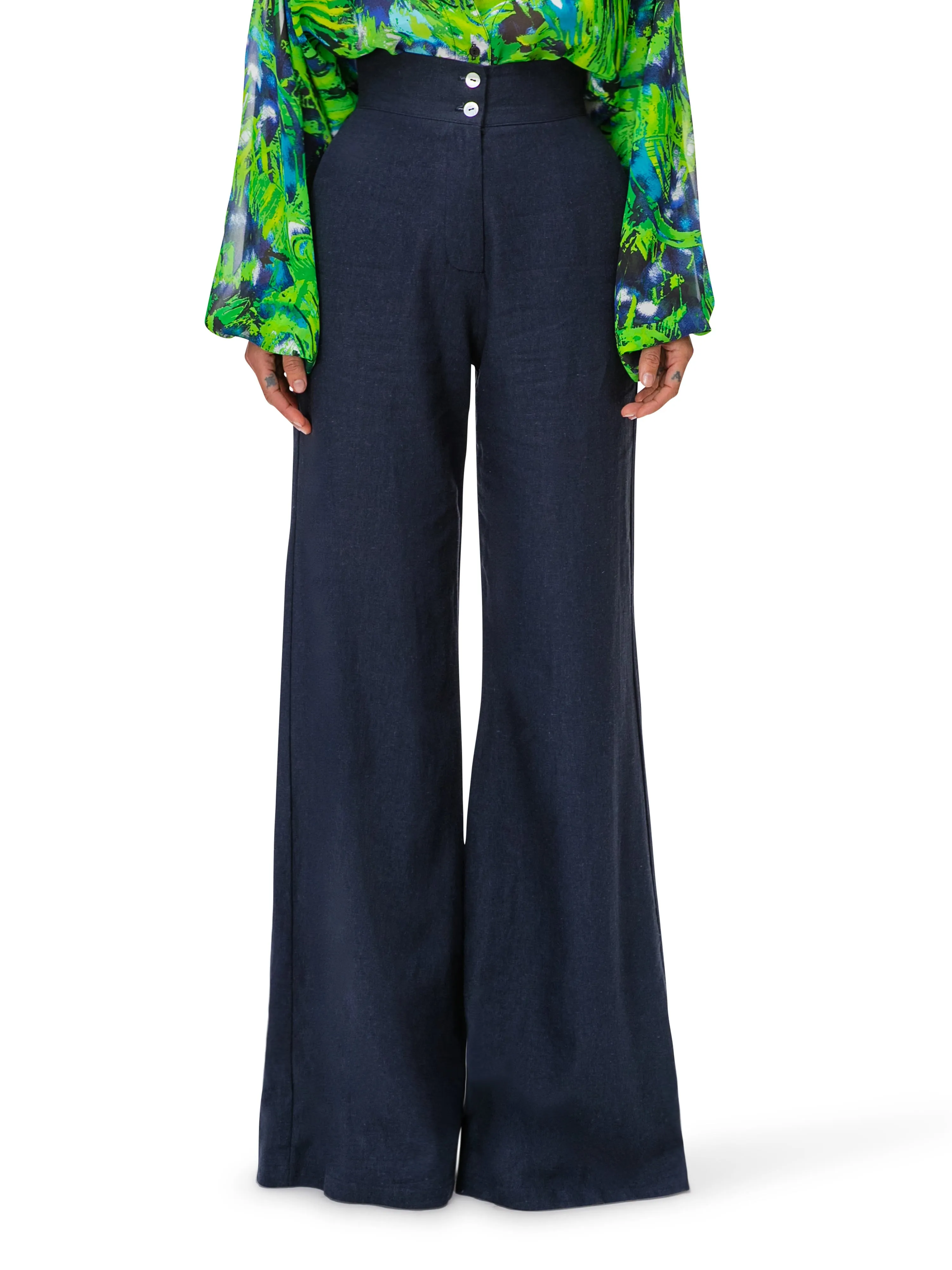 "Lupine" High Waist Linen Pants