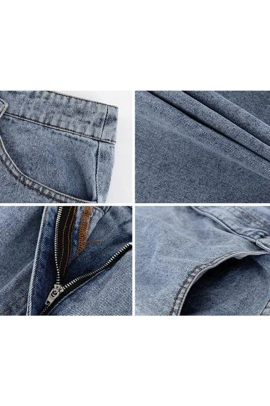QZ465 Split Denim Long Skirt
