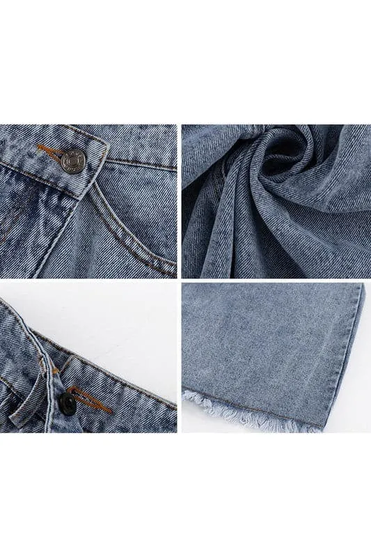 QZ465 Split Denim Long Skirt