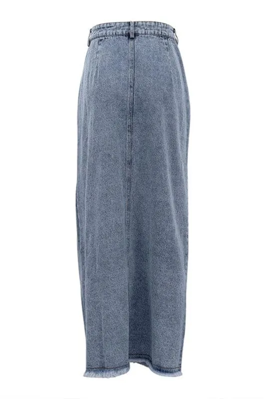 QZ465 Split Denim Long Skirt