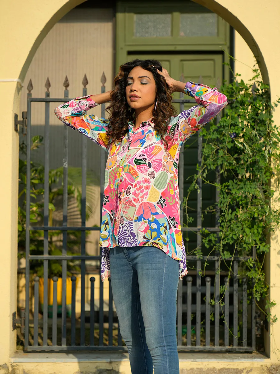 Rainbow Coloured White Shirt