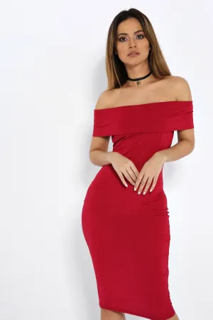 Raspberry Backless Bodycon Midi Dress