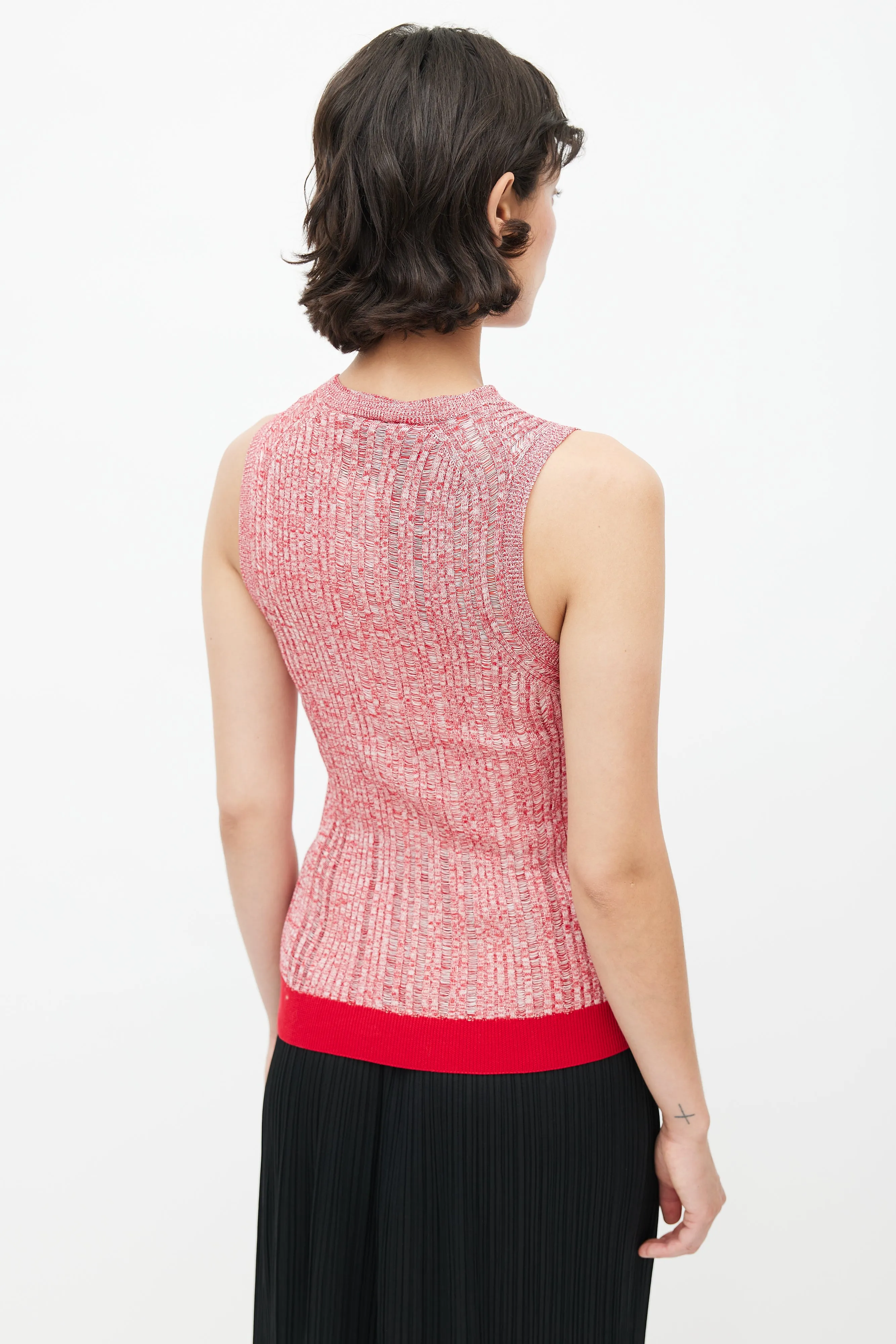 Red Ribbed Knit Top