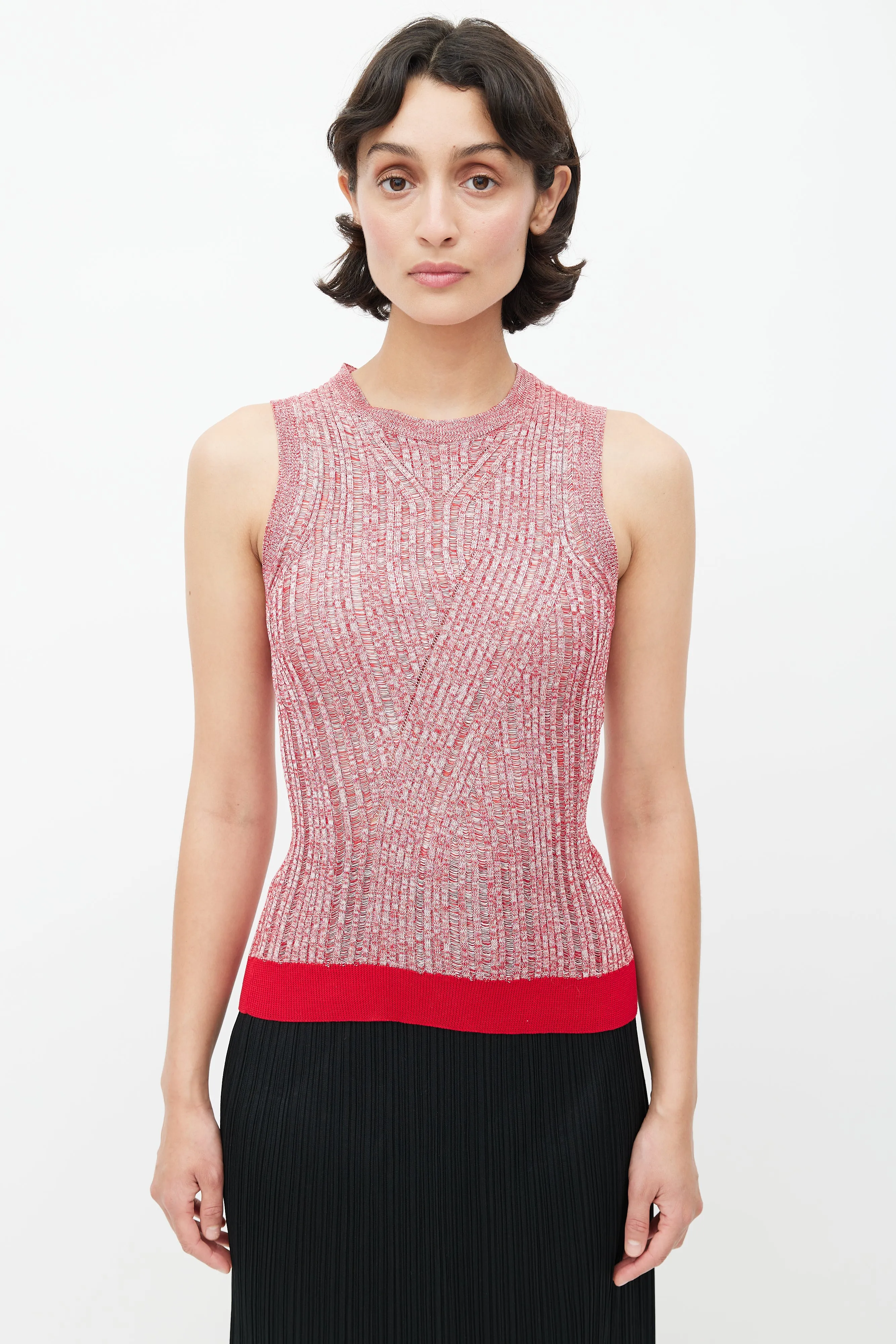 Red Ribbed Knit Top