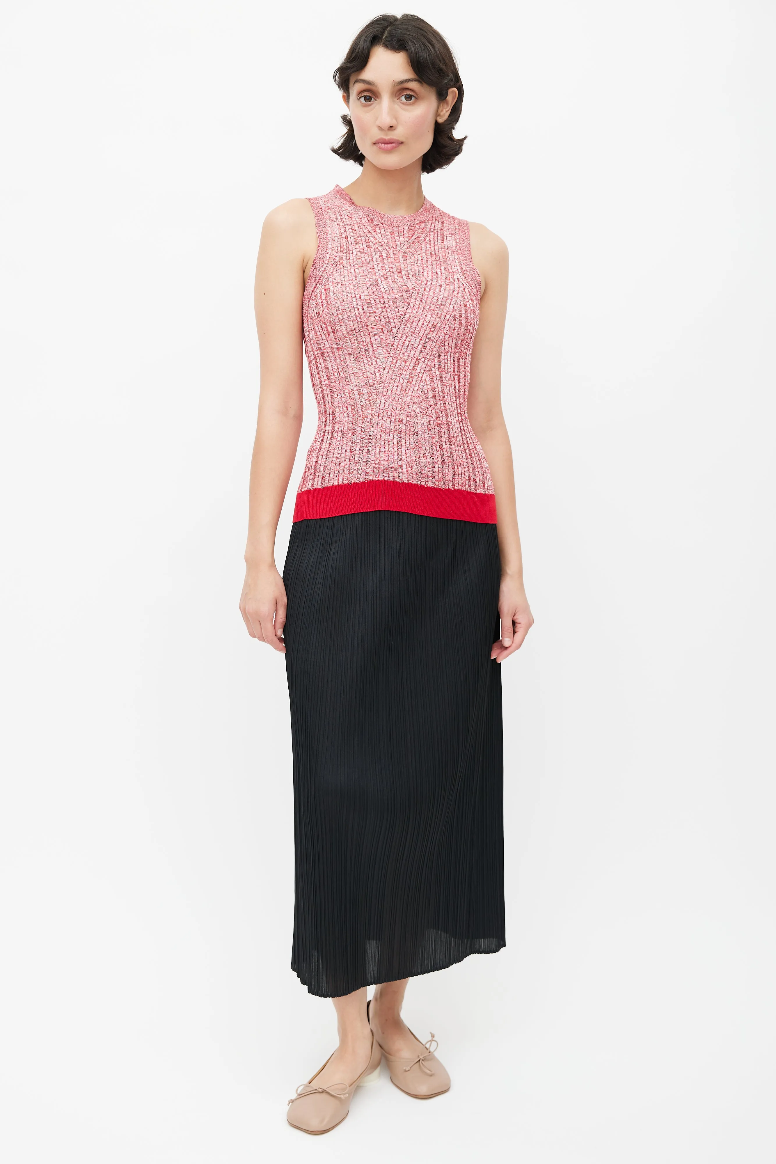 Red Ribbed Knit Top