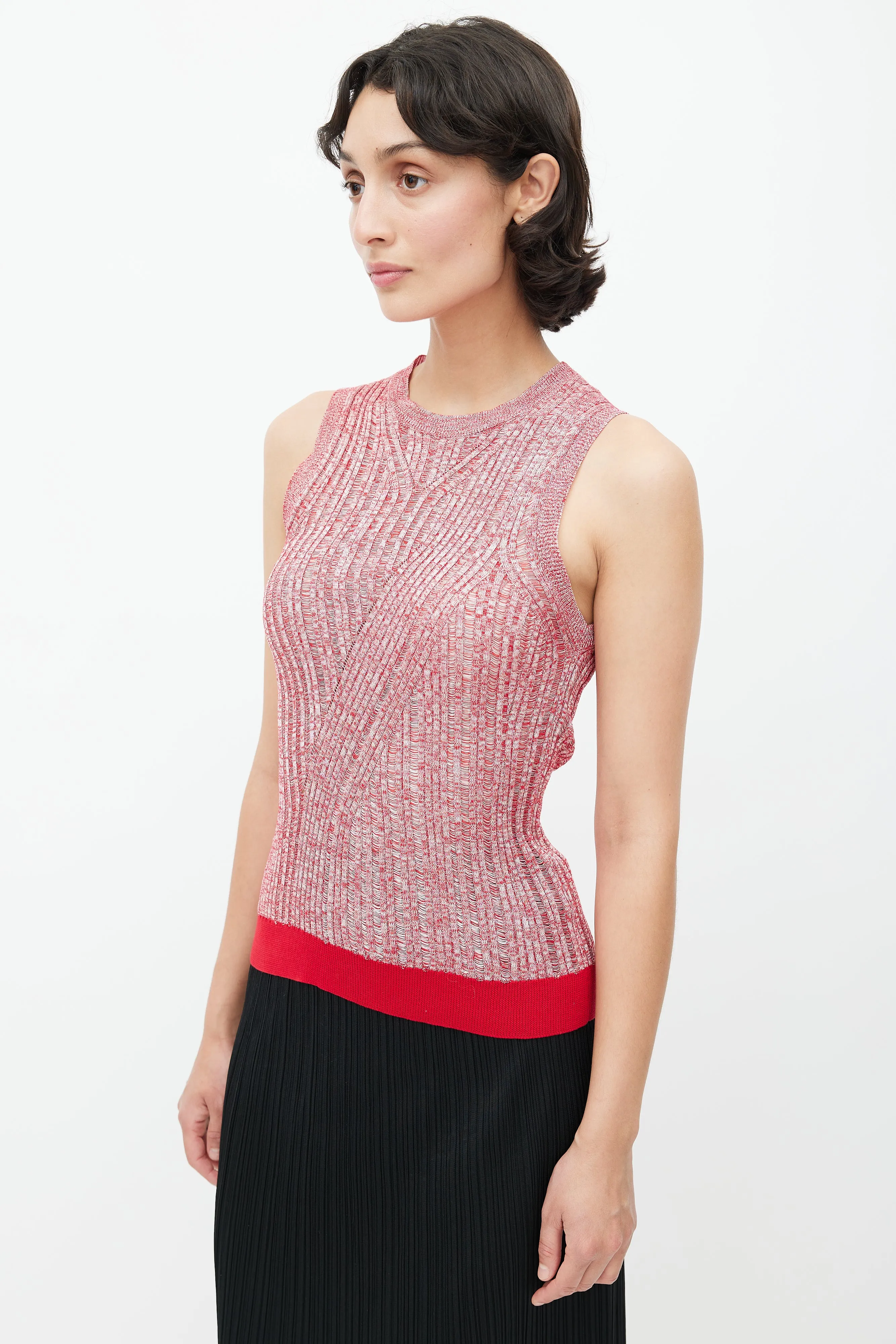 Red Ribbed Knit Top