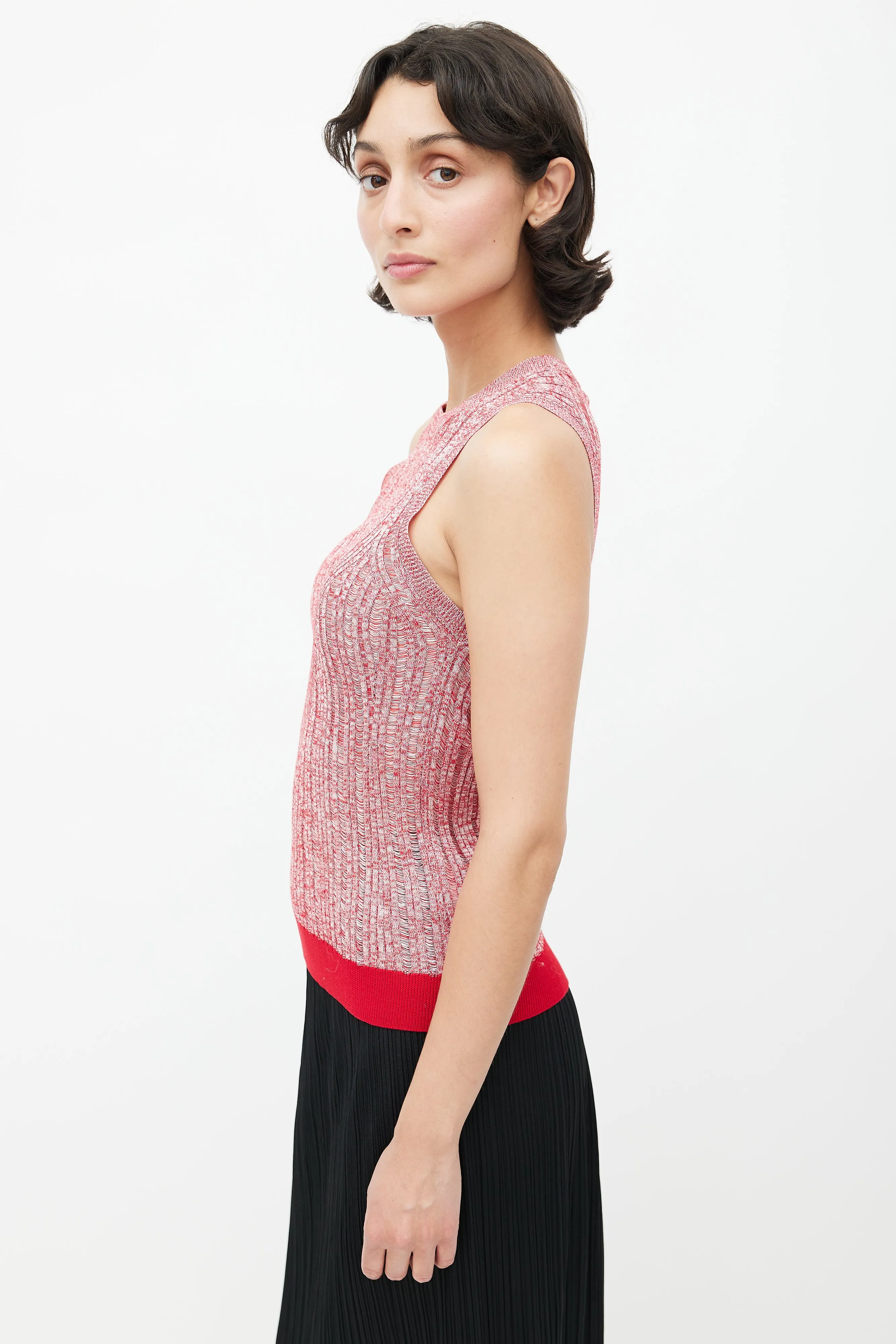 Red Ribbed Knit Top