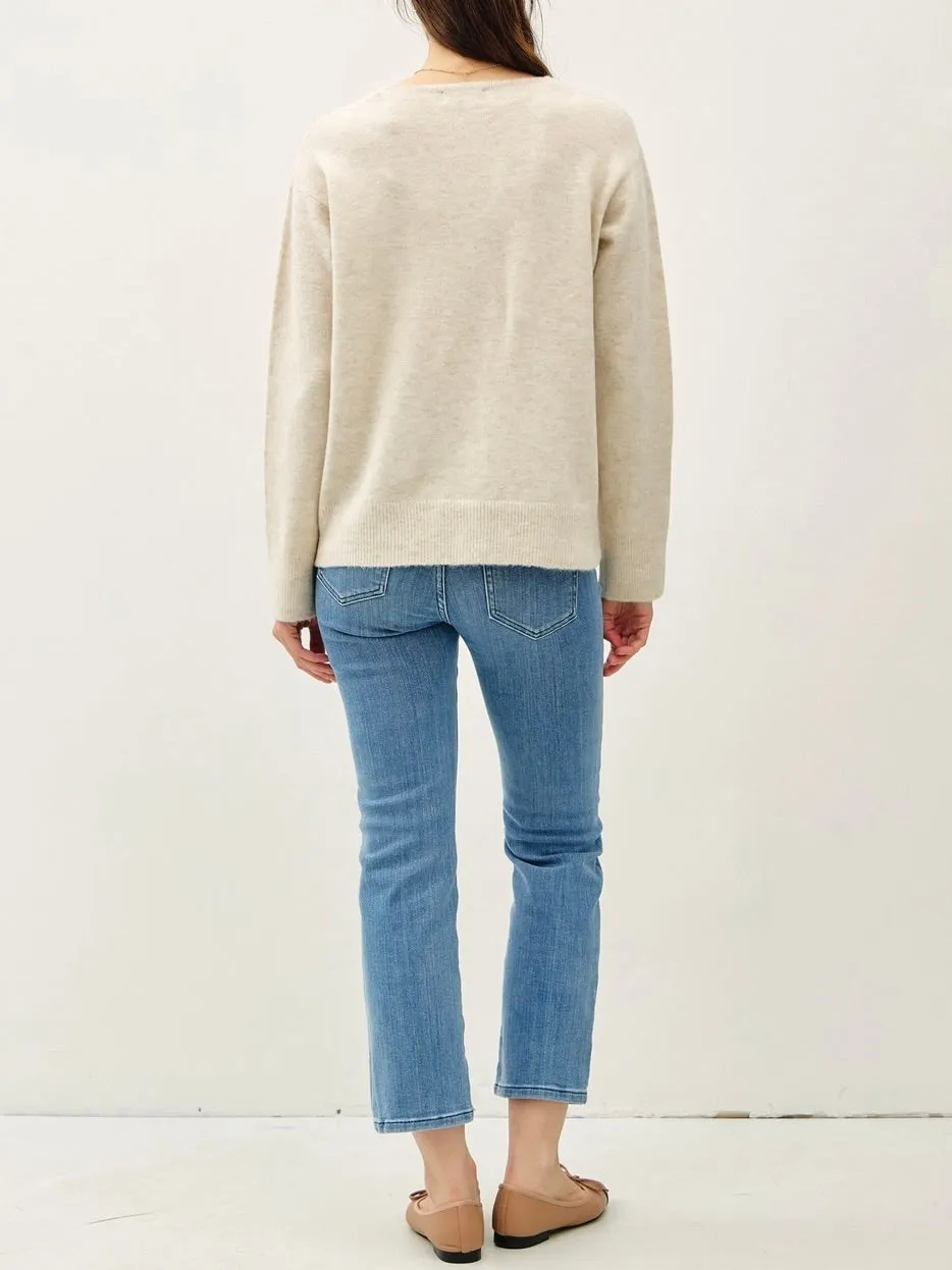 Relaxed V-Neck Sweater - Oatmeal