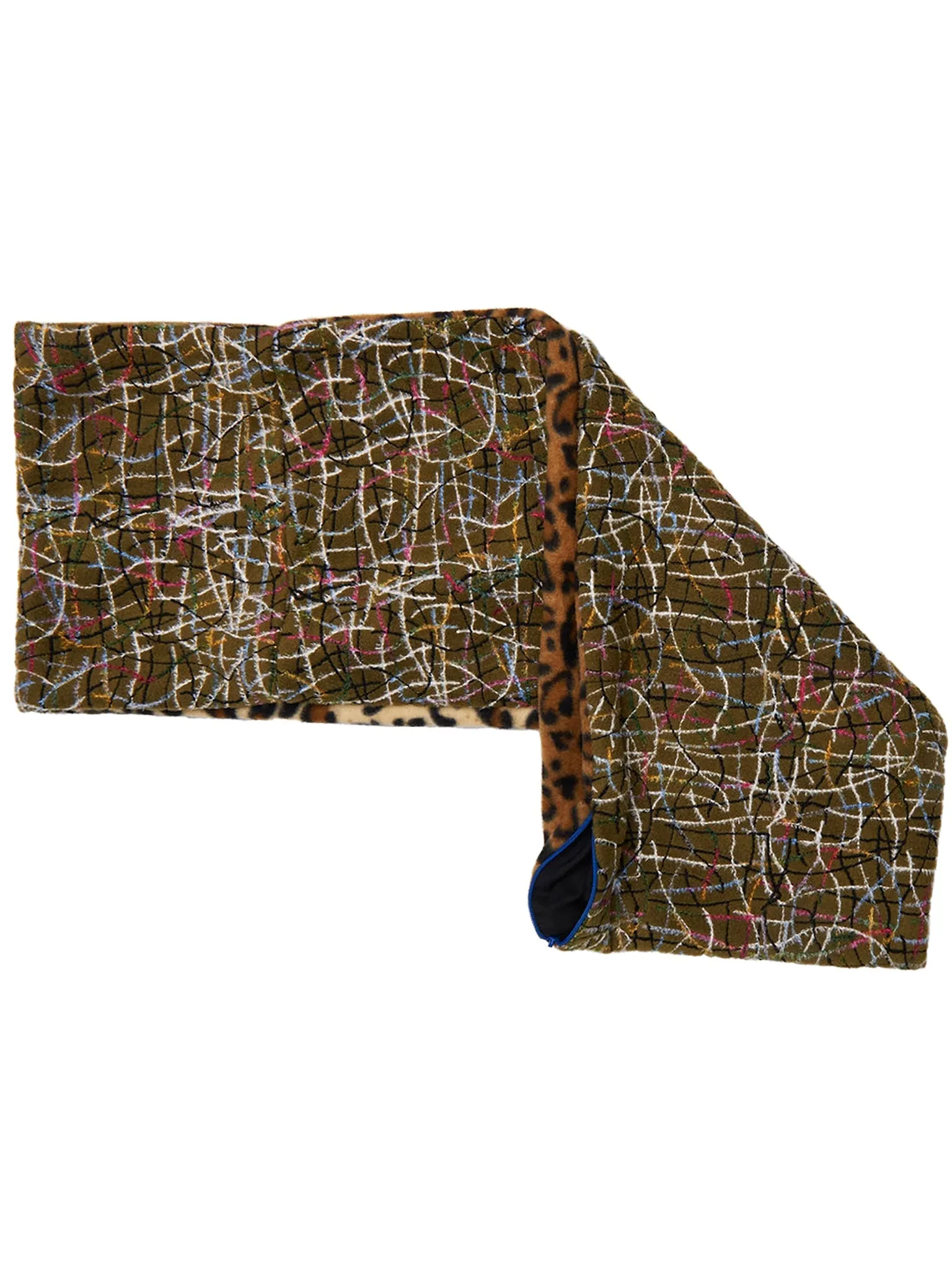 Reversible Pocket Infinity Scarf in Green and Leopard Fleece