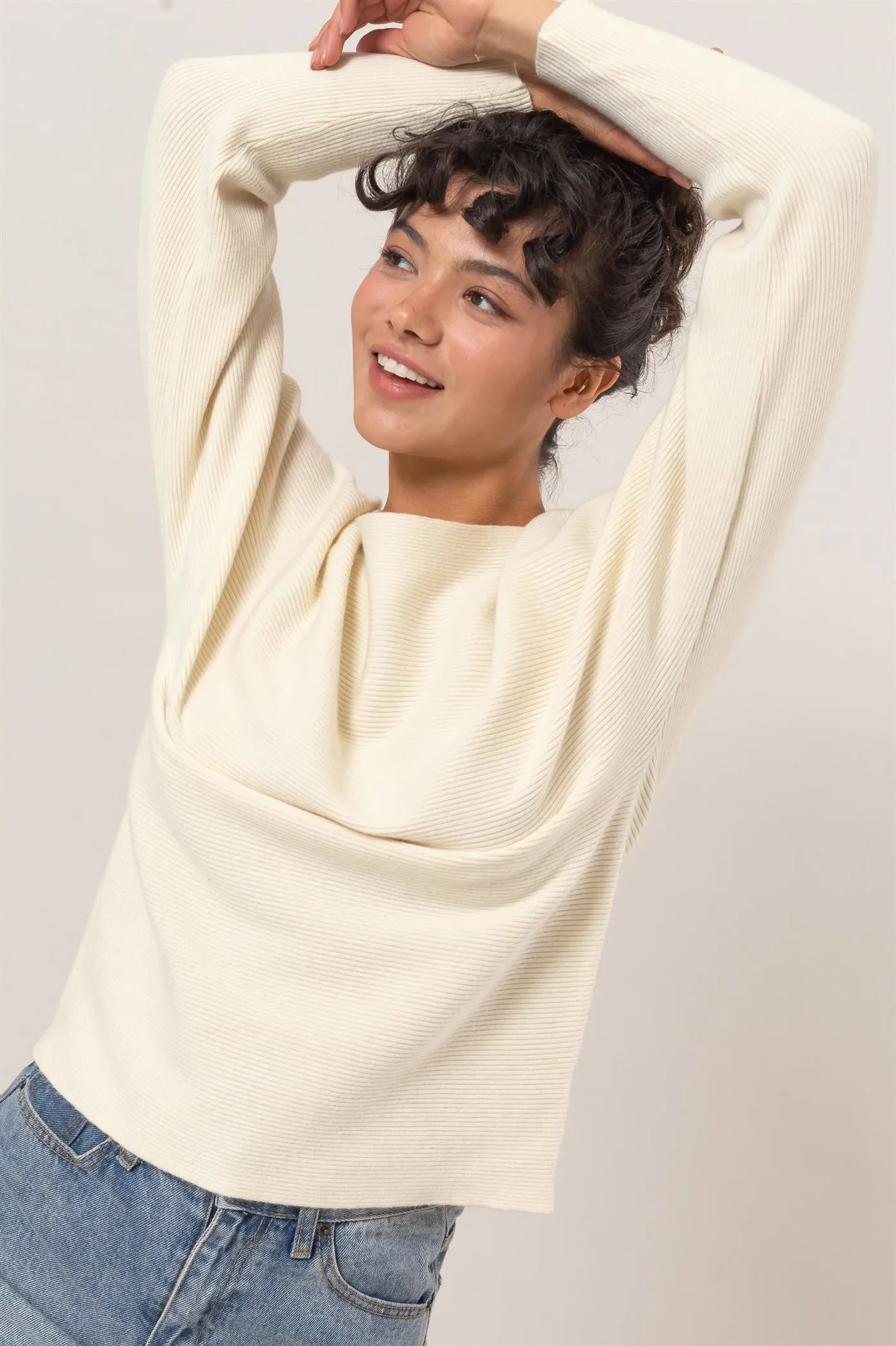 RIBBED BOATNECK KNIT TOP