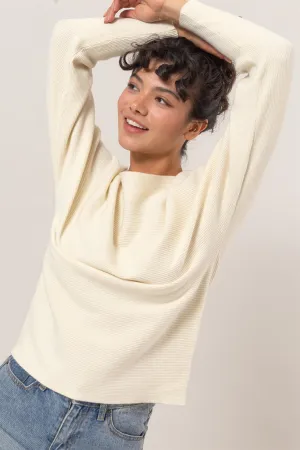 RIBBED BOATNECK KNIT TOP