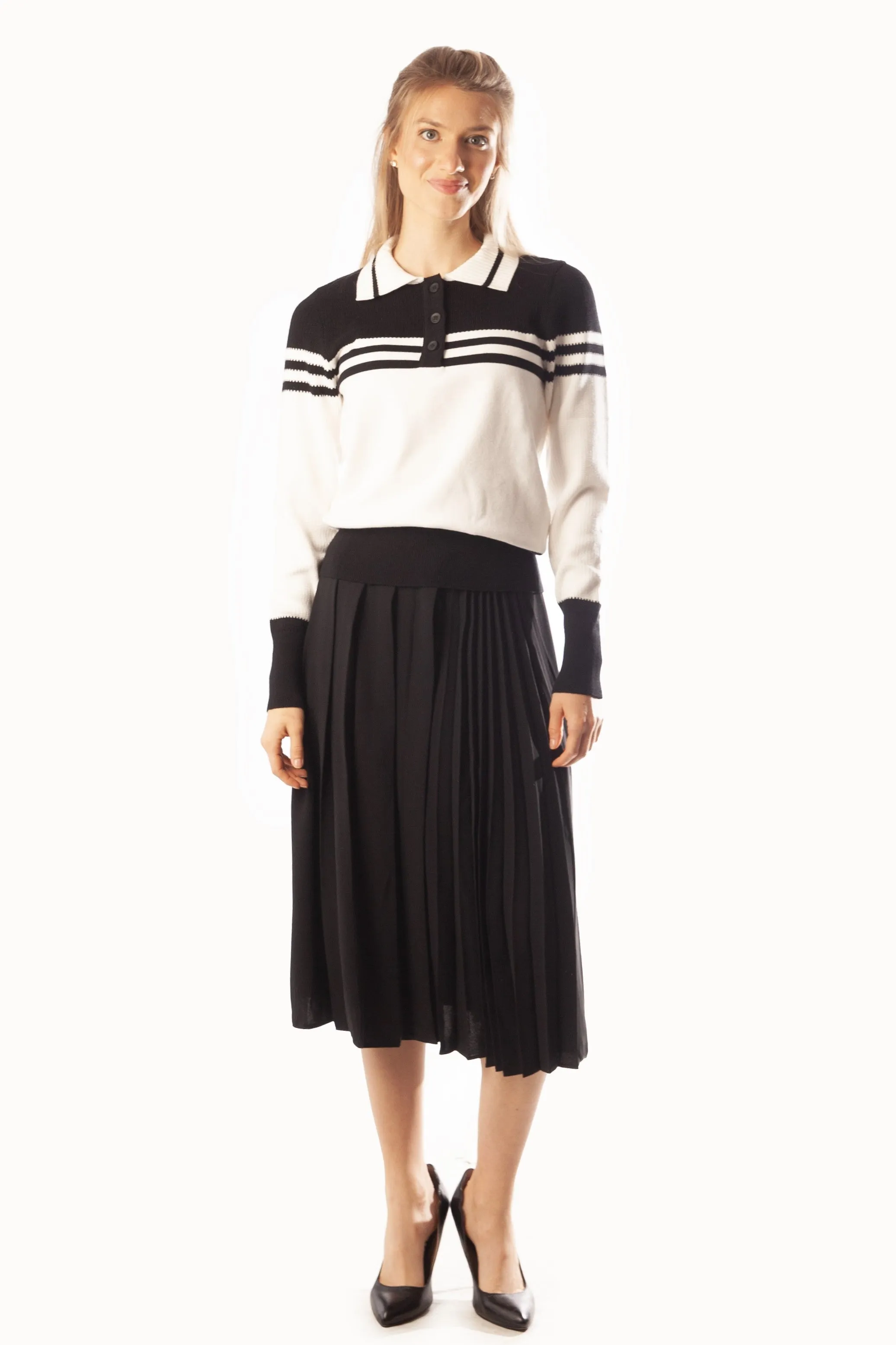 Ribbed Collar Knit Polo