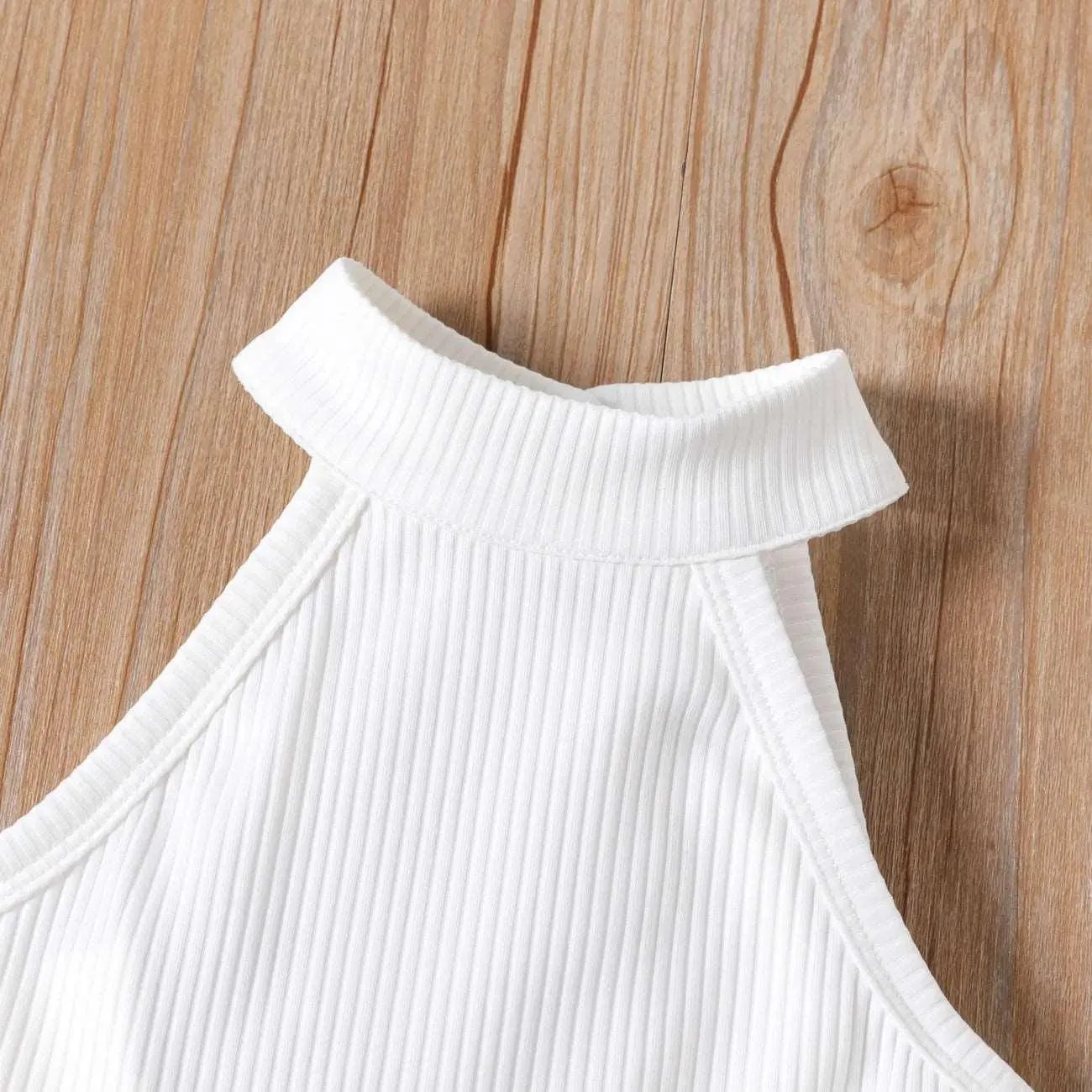 Ribbed Halter Tank Top and Belted Shorts Set - Toddler Girl (2Pcs)