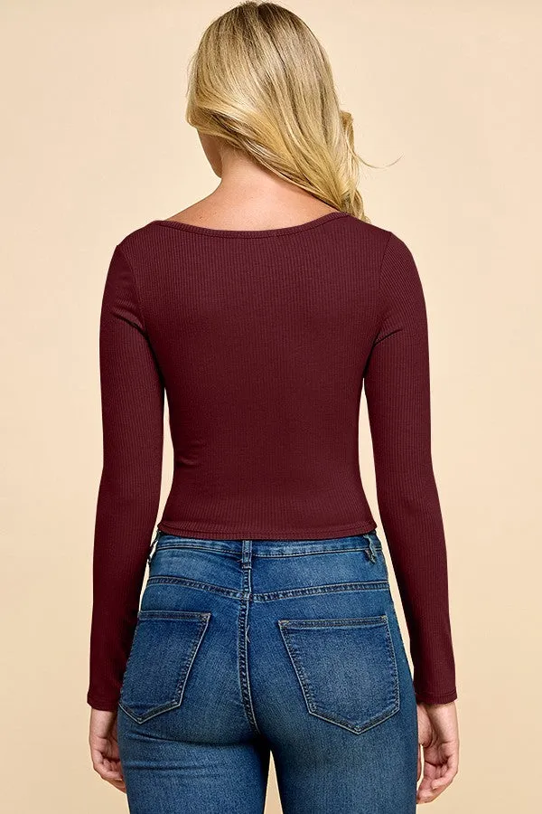 Ribbed Knit Pleated Top