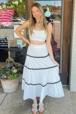 Ric Rac Skirt Set- White/Black